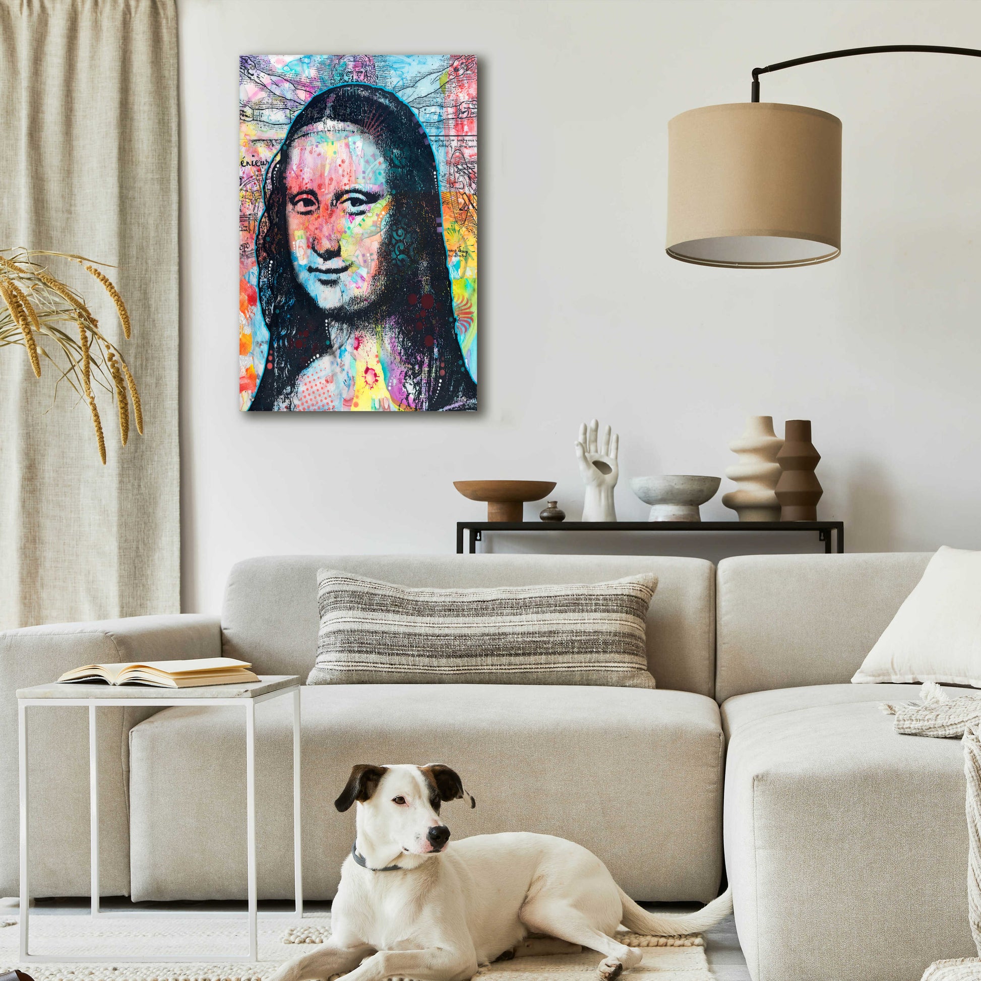 Epic Art 'Mona Lisa with David on Top' by Dean Russo, Acrylic Glass Wall Art,24x36