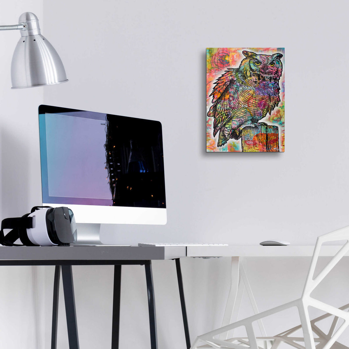 Epic Art 'Owl Perch' by Dean Russo, Acrylic Glass Wall Art,12x16