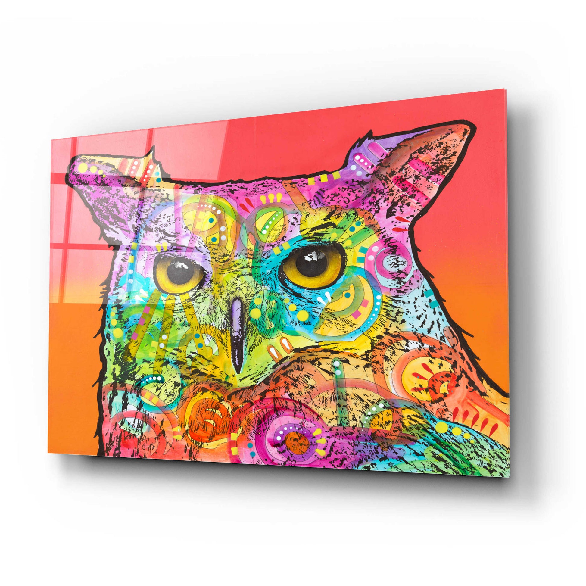 Epic Art 'Red Owl' by Dean Russo, Acrylic Glass Wall Art,24x16