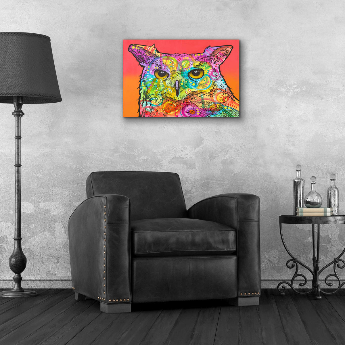 Epic Art 'Red Owl' by Dean Russo, Acrylic Glass Wall Art,24x16