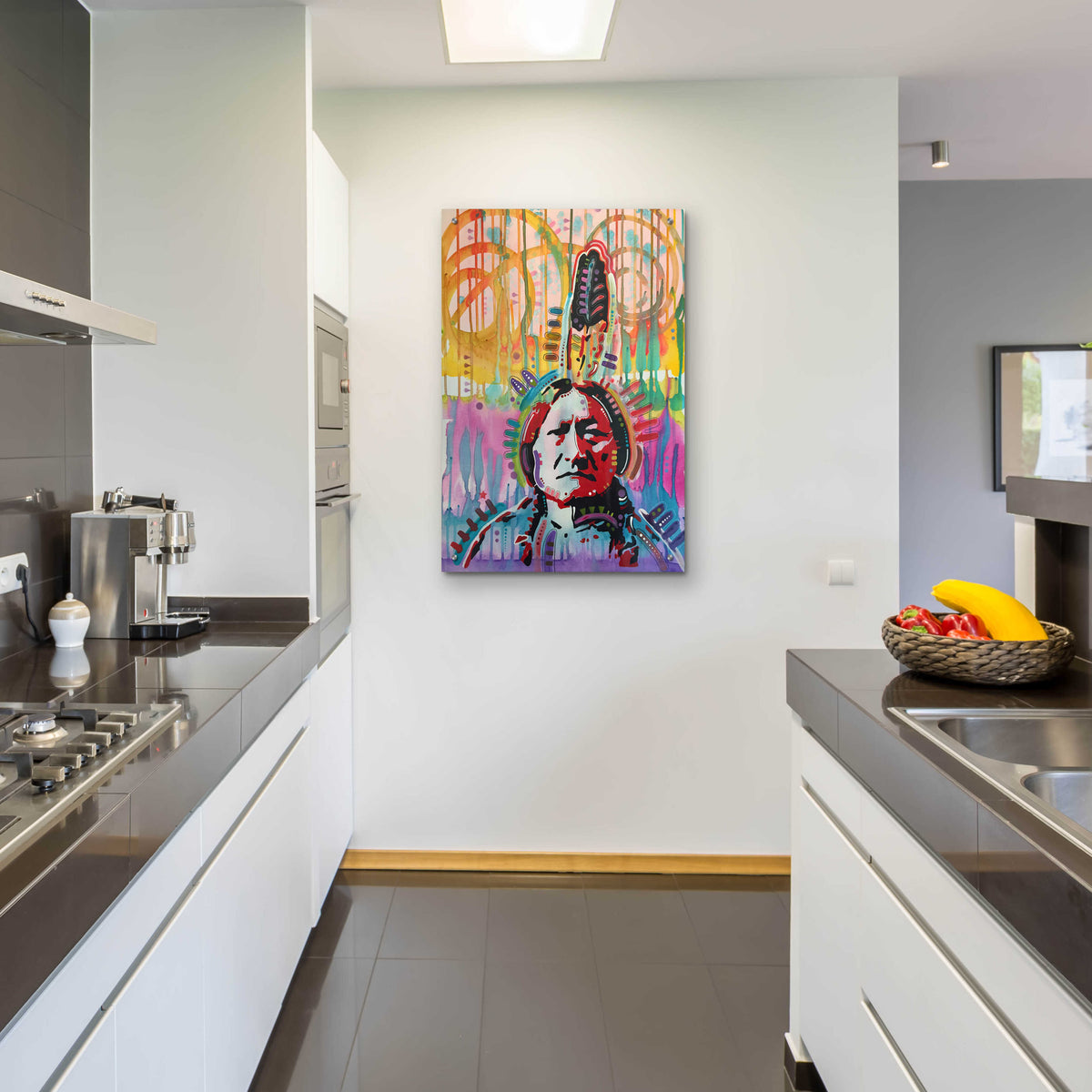 Epic Art 'Sitting Bull purple' by Dean Russo, Acrylic Glass Wall Art,24x36