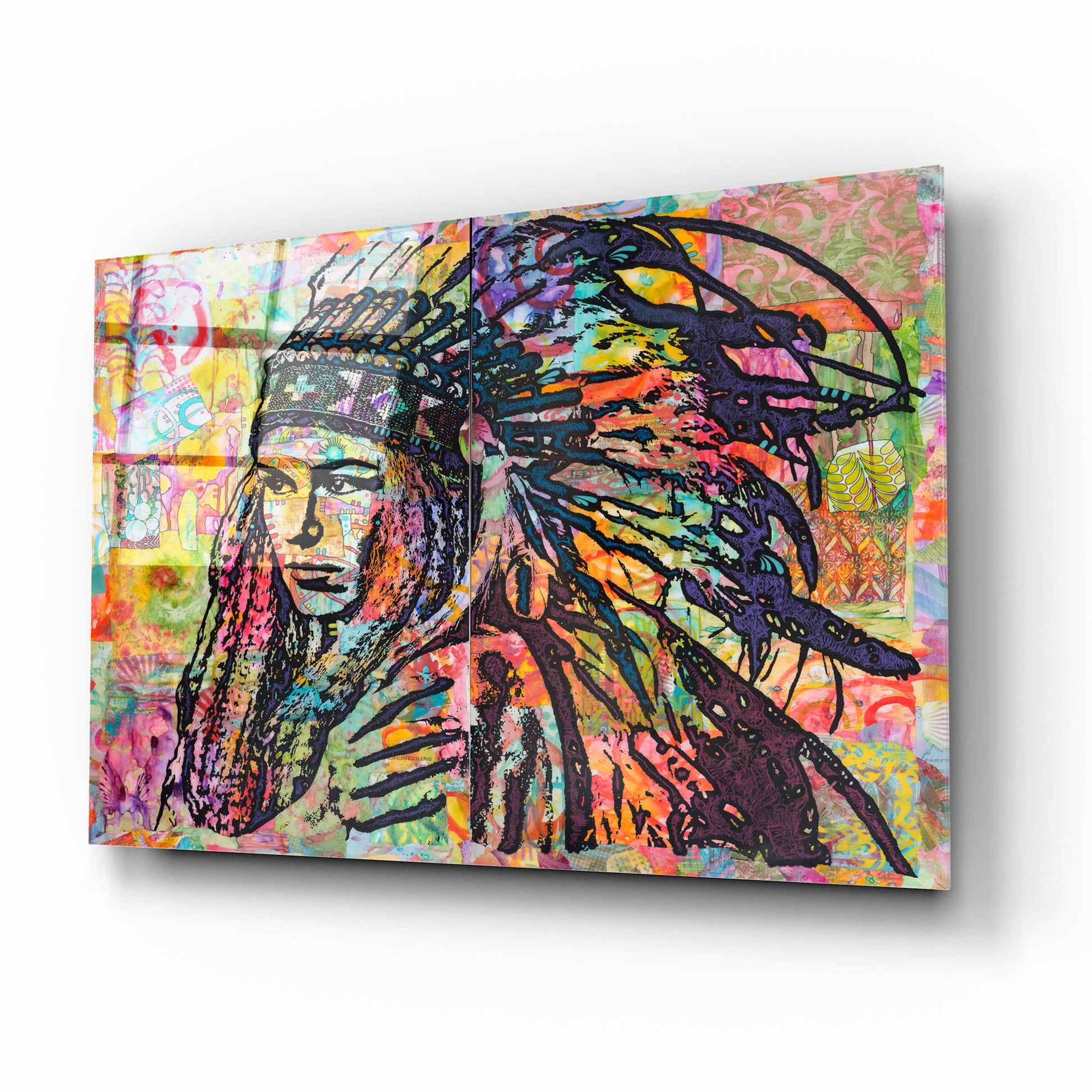 Epic Art 'Tiva in Head dress' by Dean Russo, Acrylic Glass Wall Art,16x12