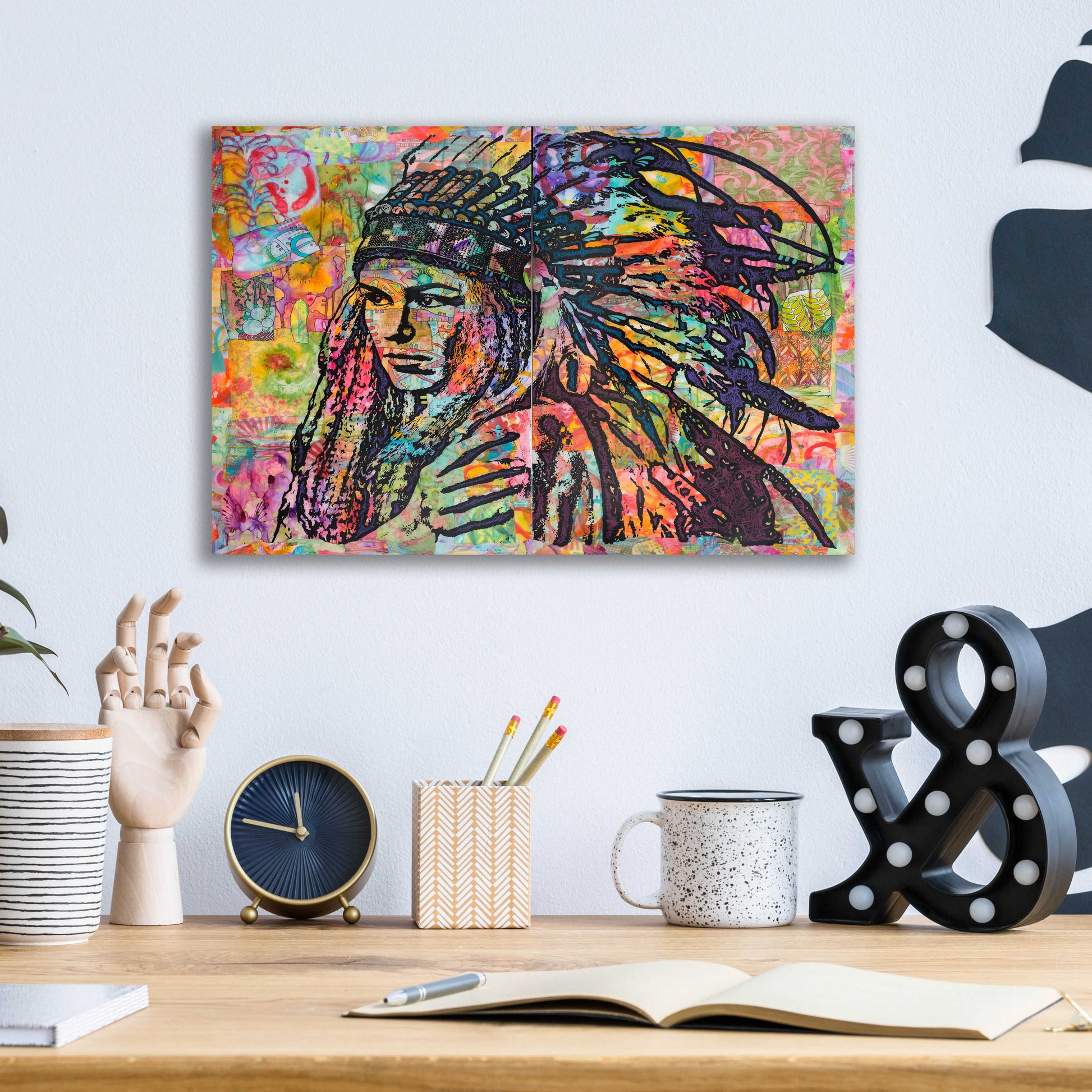 Epic Art 'Tiva in Head dress' by Dean Russo, Acrylic Glass Wall Art,16x12