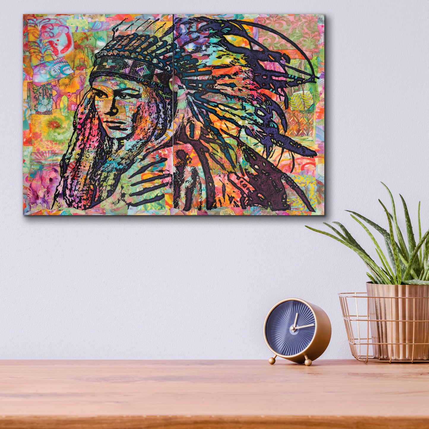 Epic Art 'Tiva in Head dress' by Dean Russo, Acrylic Glass Wall Art,16x12