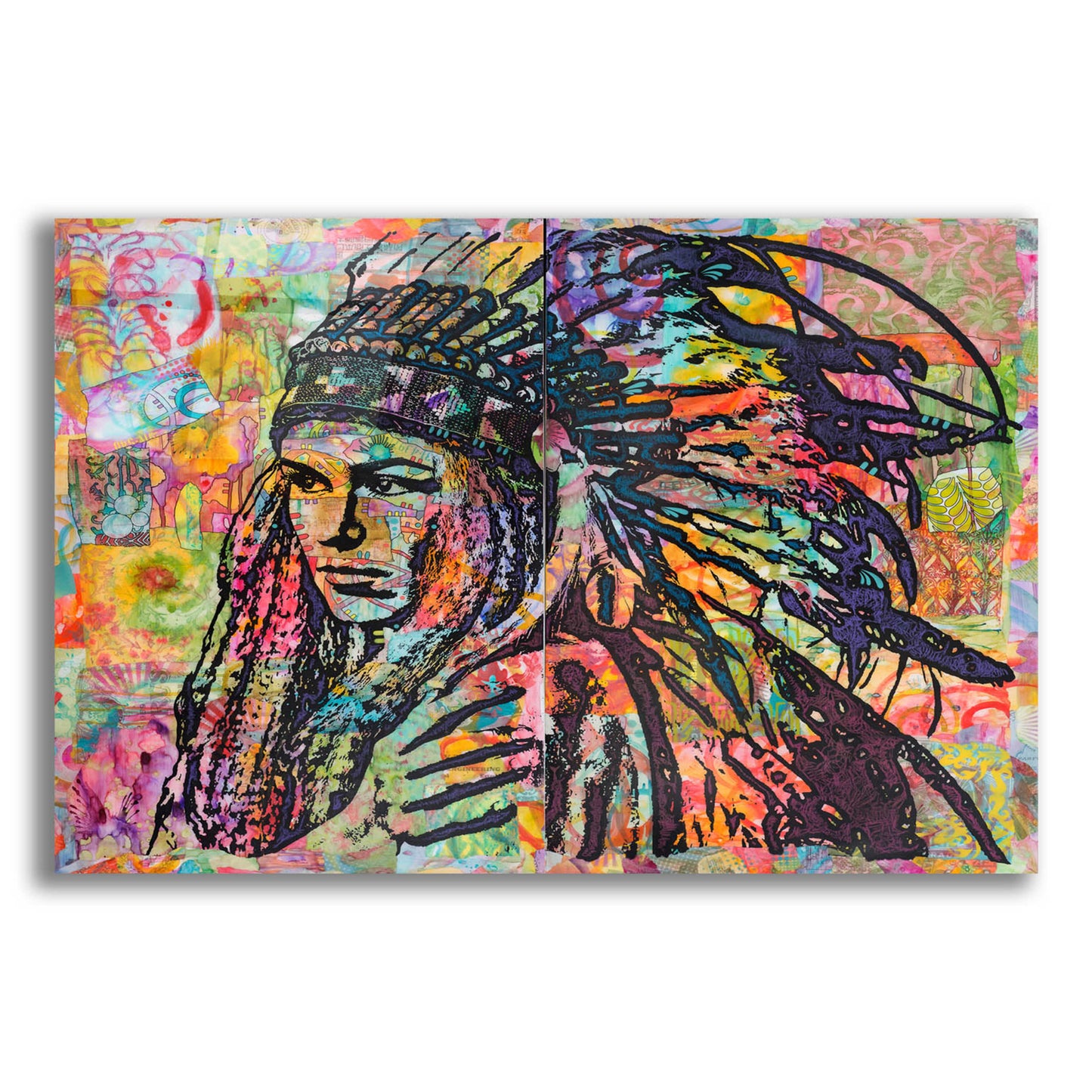 Epic Art 'Tiva in Head dress' by Dean Russo, Acrylic Glass Wall Art,16x12