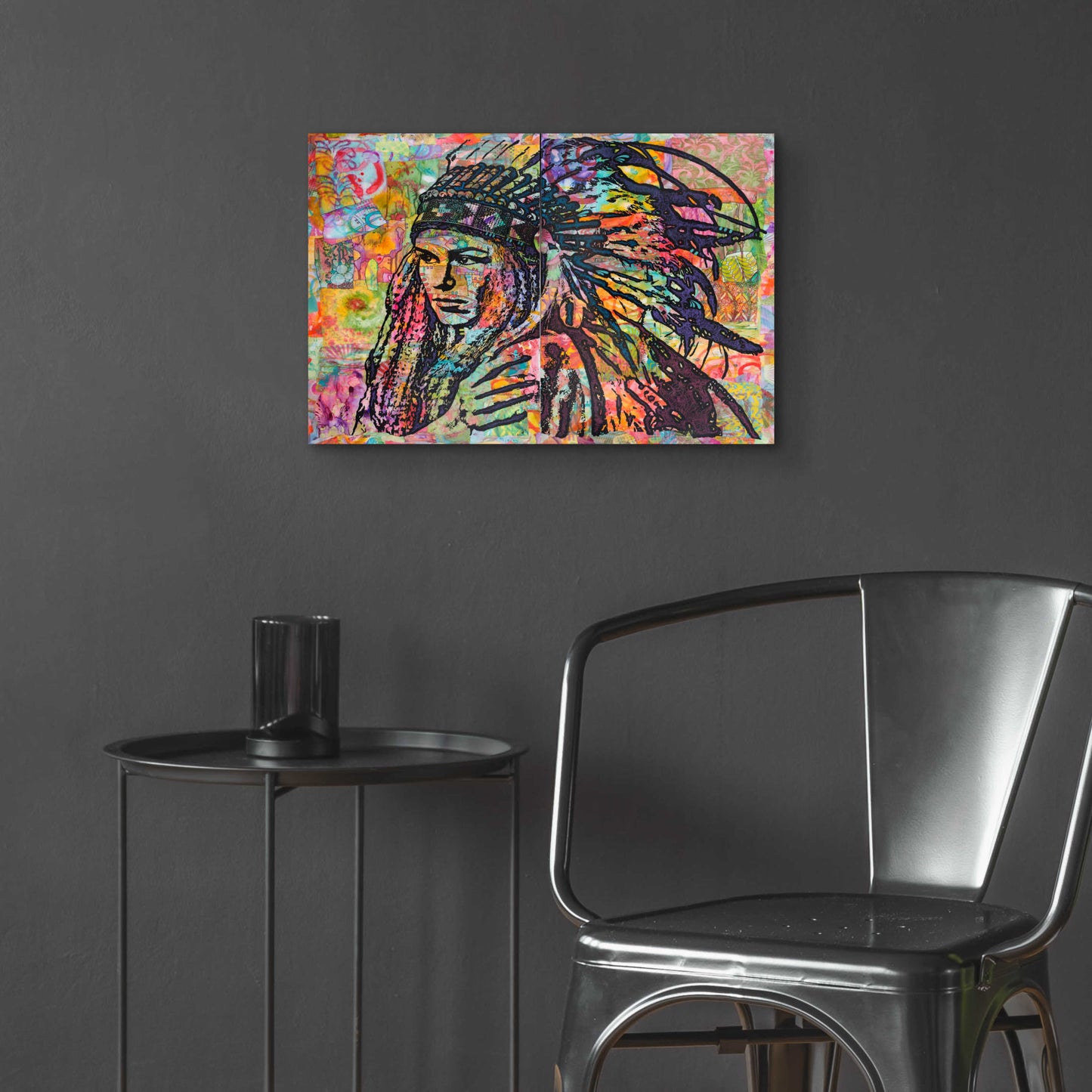 Epic Art 'Tiva in Head dress' by Dean Russo, Acrylic Glass Wall Art,24x16