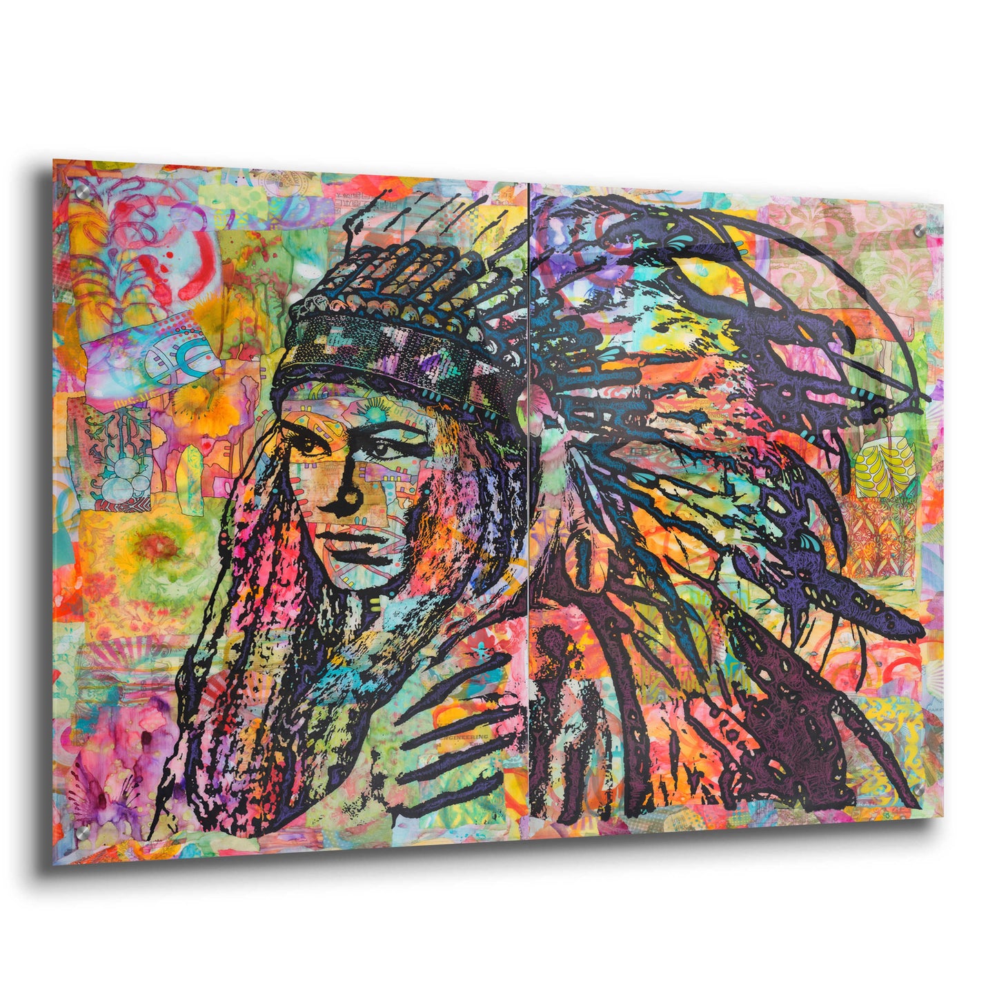 Epic Art 'Tiva in Head dress' by Dean Russo, Acrylic Glass Wall Art,36x24