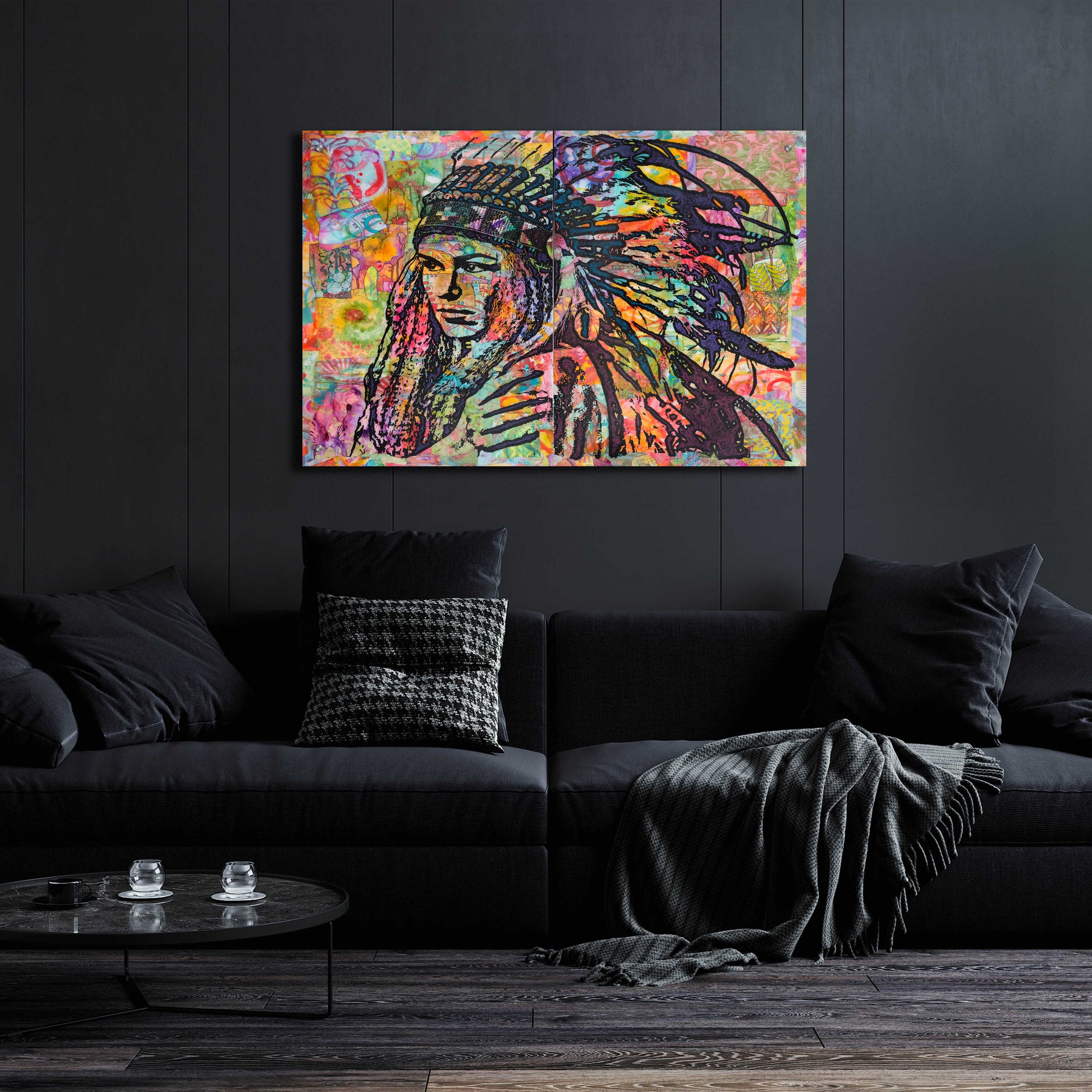 Epic Art 'Tiva in Head dress' by Dean Russo, Acrylic Glass Wall Art,36x24