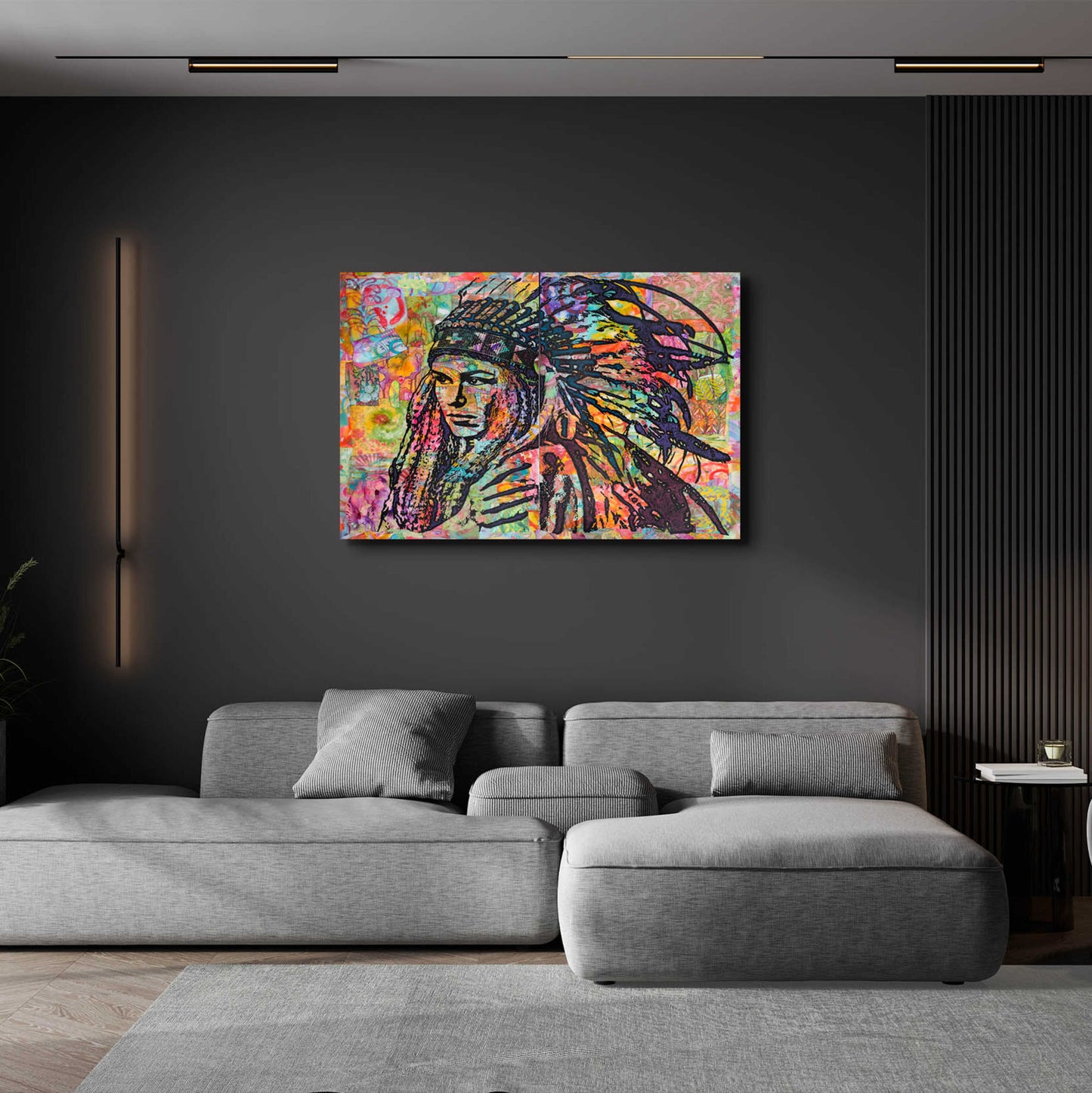 Epic Art 'Tiva in Head dress' by Dean Russo, Acrylic Glass Wall Art,36x24