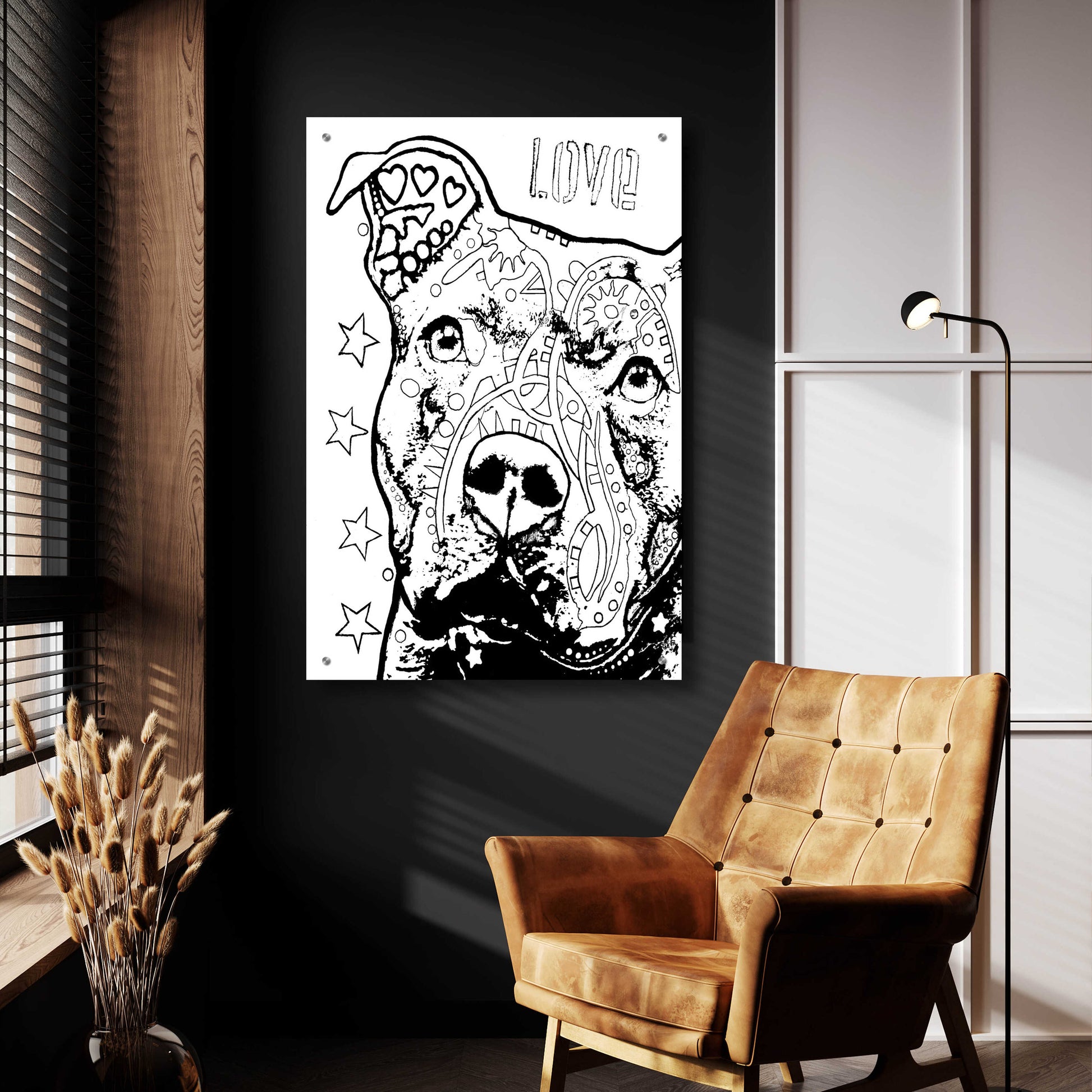 Epic Art 'Thoughtful Pitbull CB 1' by Dean Russo, Acrylic Glass Wall Art,24x36