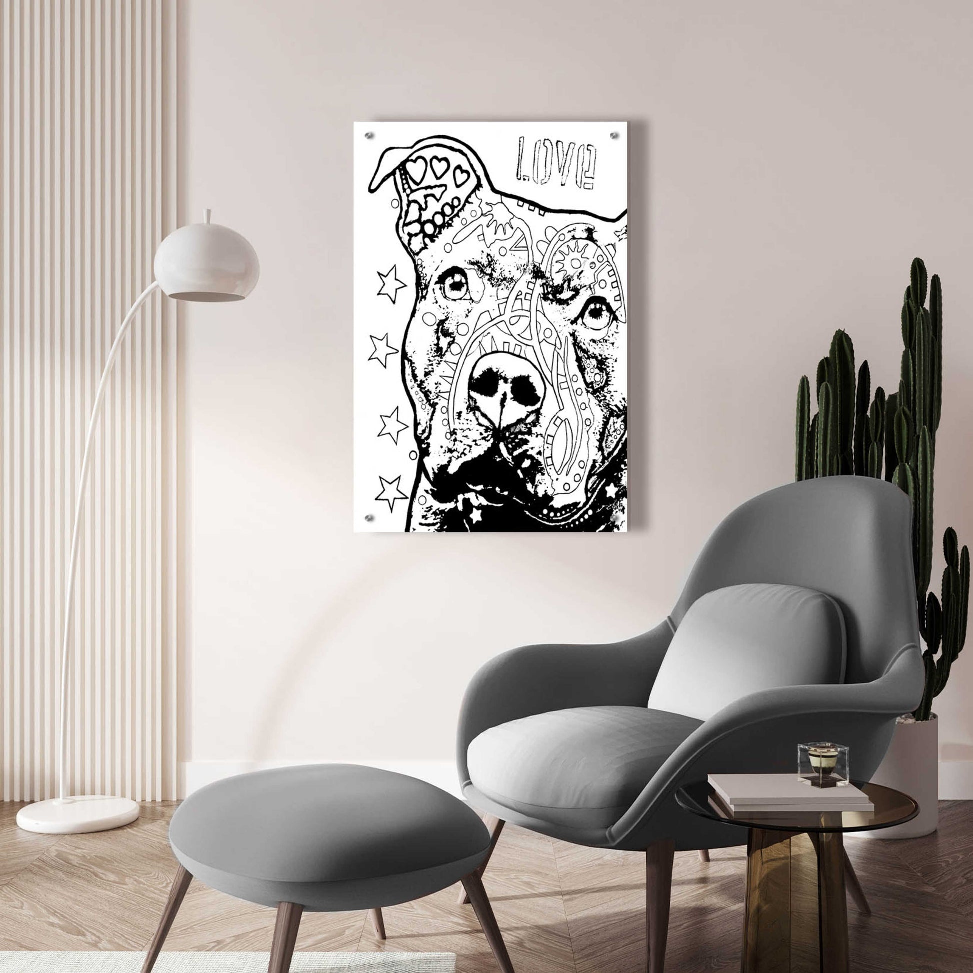 Epic Art 'Thoughtful Pitbull CB 1' by Dean Russo, Acrylic Glass Wall Art,24x36