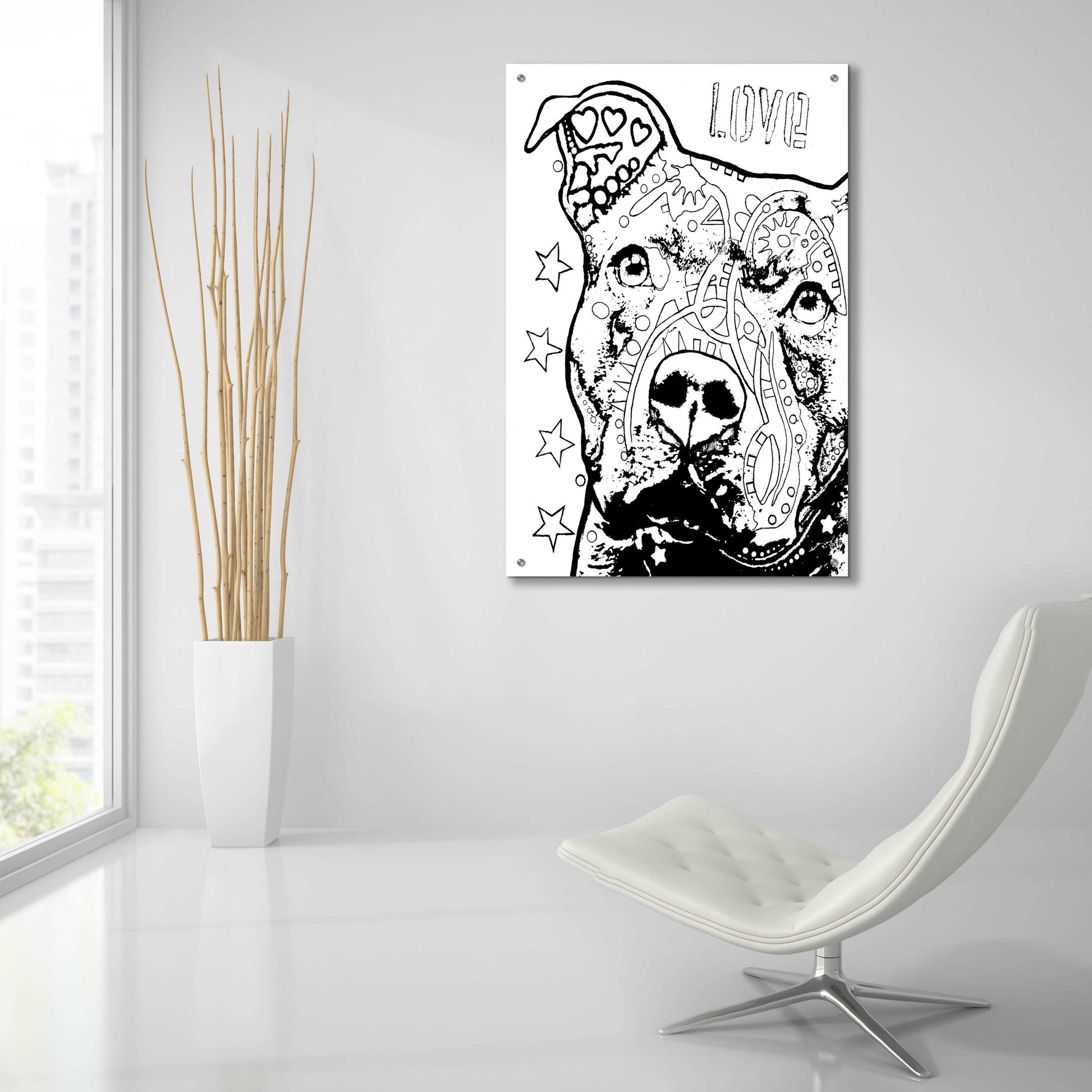 Epic Art 'Thoughtful Pitbull CB 1' by Dean Russo, Acrylic Glass Wall Art,24x36