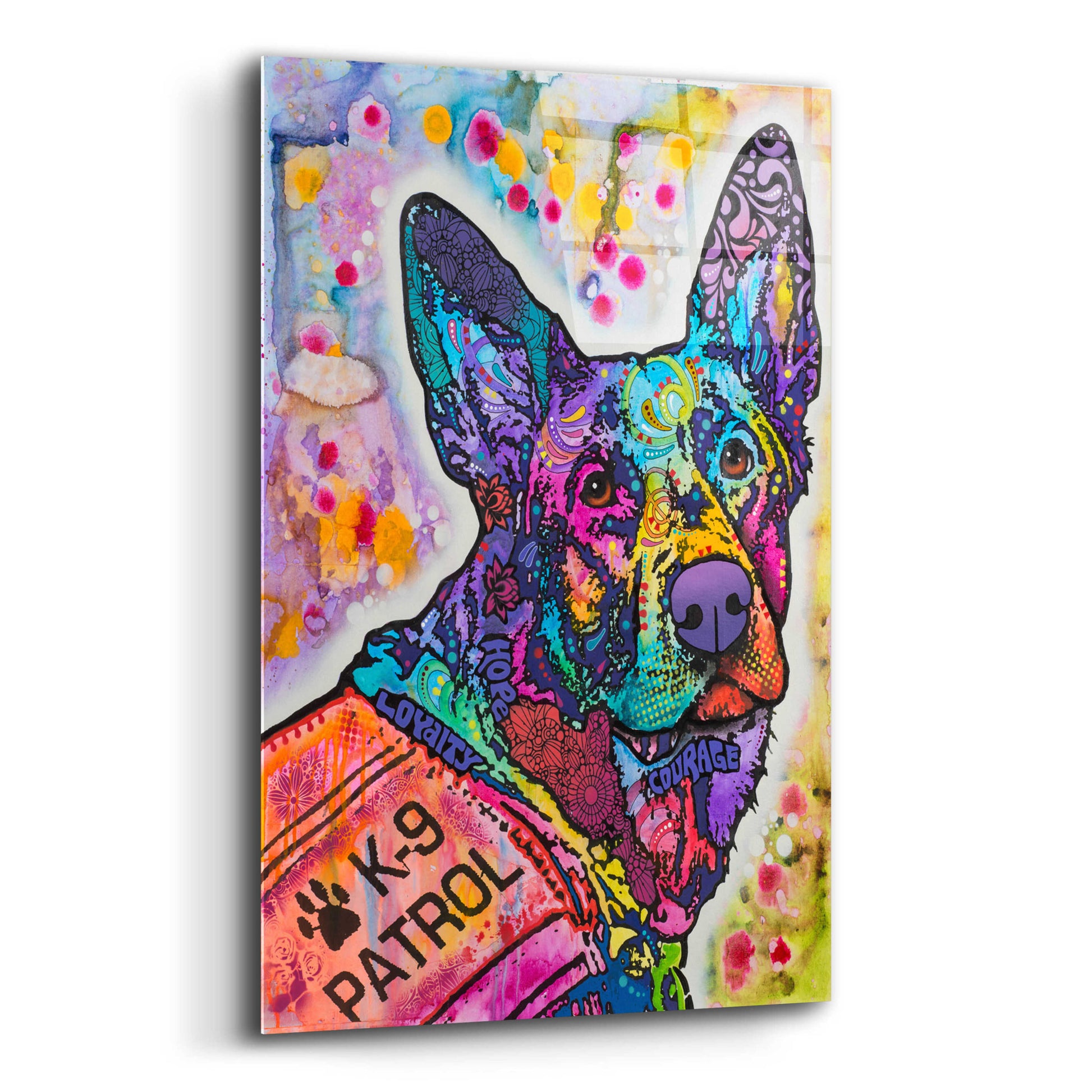 Epic Art 'K-9 Patrol German Shep Action' by Dean Russo, Acrylic Glass Wall Art,12x16