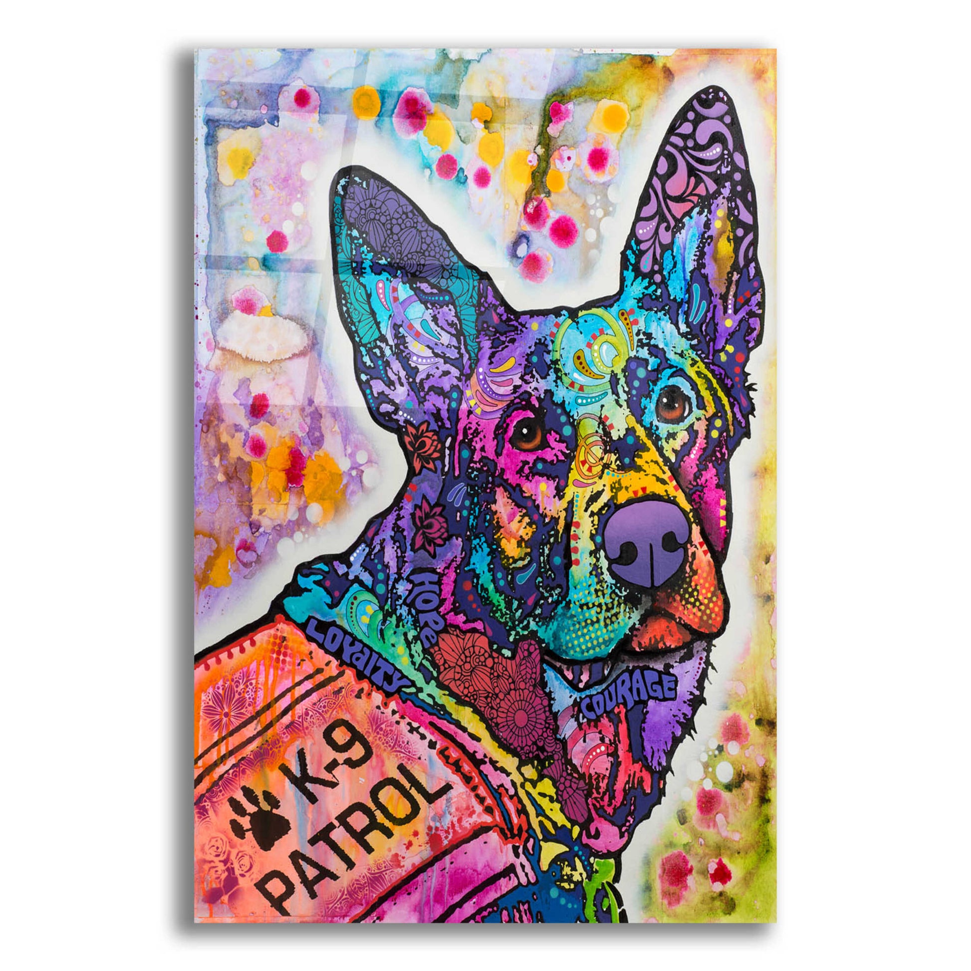 Epic Art 'K-9 Patrol German Shep Action' by Dean Russo, Acrylic Glass Wall Art,12x16