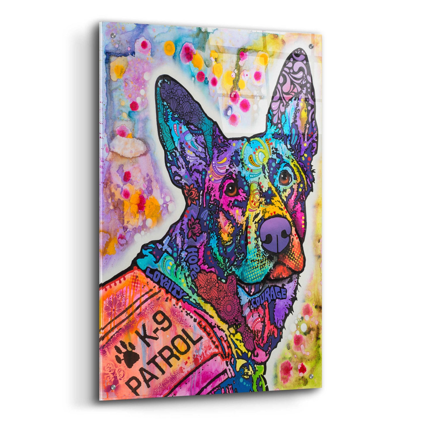 Epic Art 'K-9 Patrol German Shep Action' by Dean Russo, Acrylic Glass Wall Art,24x36