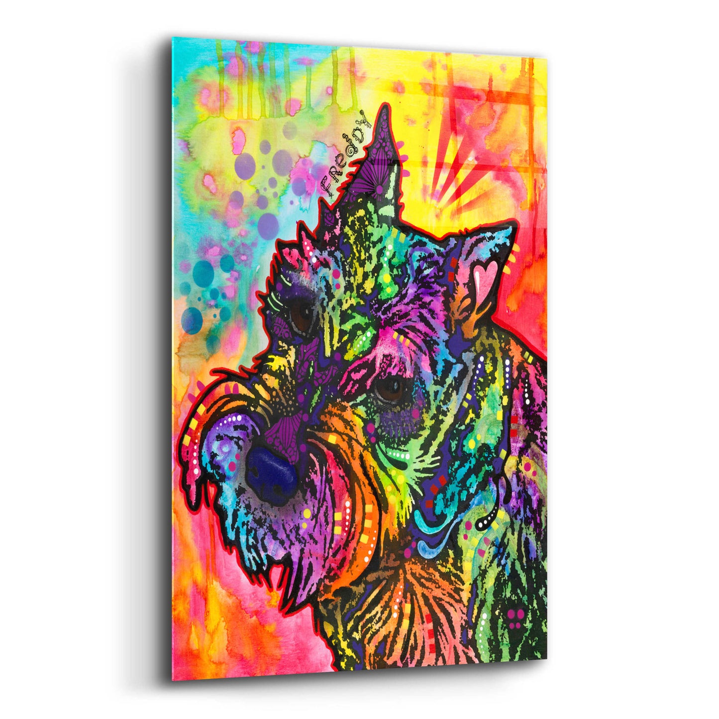 Epic Art 'Freddy the Schnauzer' by Dean Russo, Acrylic Glass Wall Art,12x16