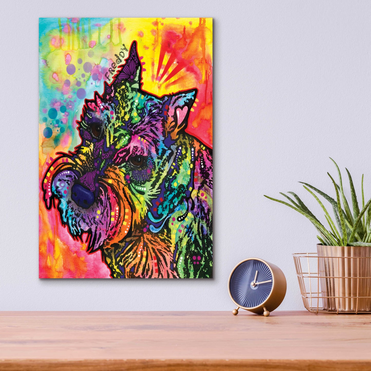 Epic Art 'Freddy the Schnauzer' by Dean Russo, Acrylic Glass Wall Art,12x16