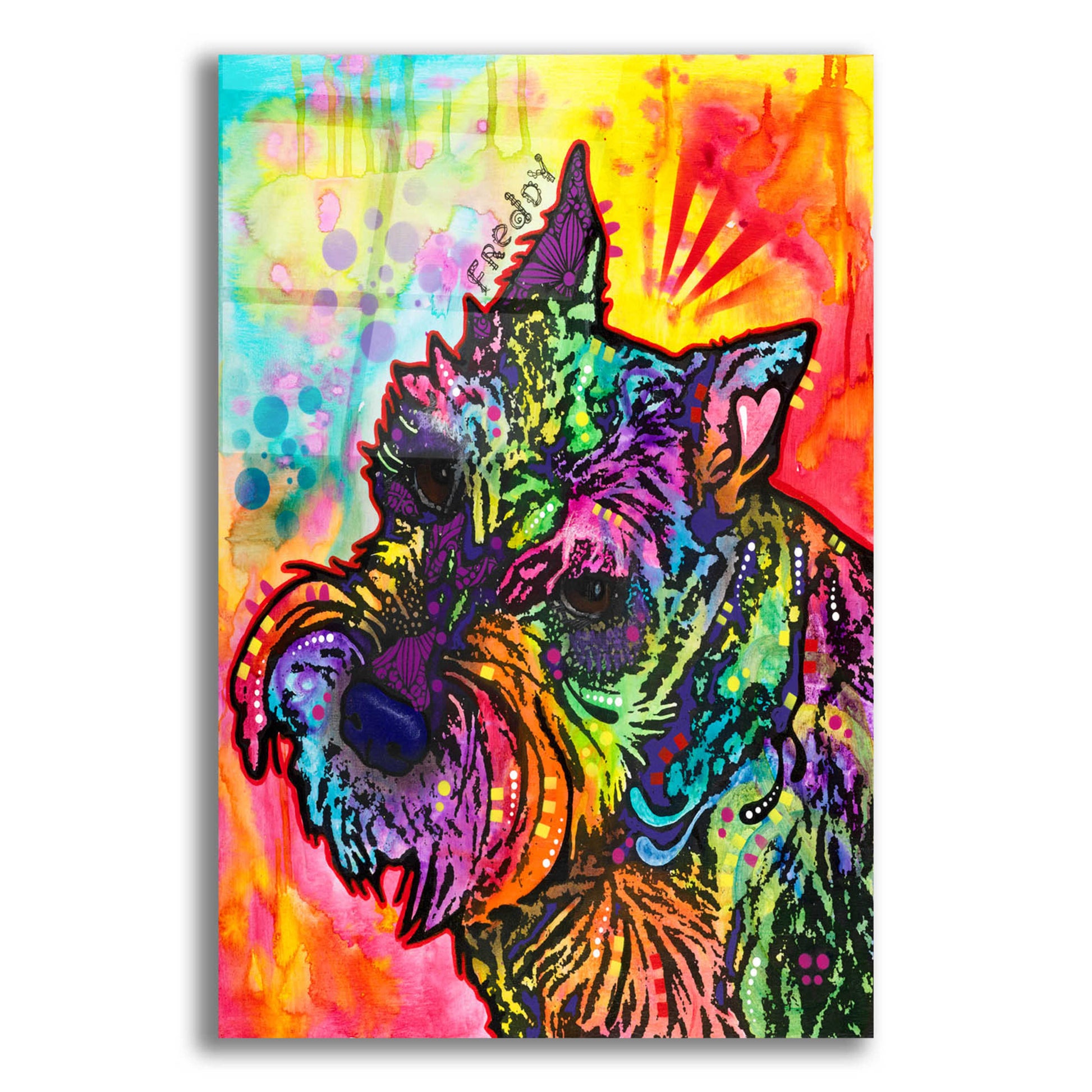 Epic Art 'Freddy the Schnauzer' by Dean Russo, Acrylic Glass Wall Art,12x16