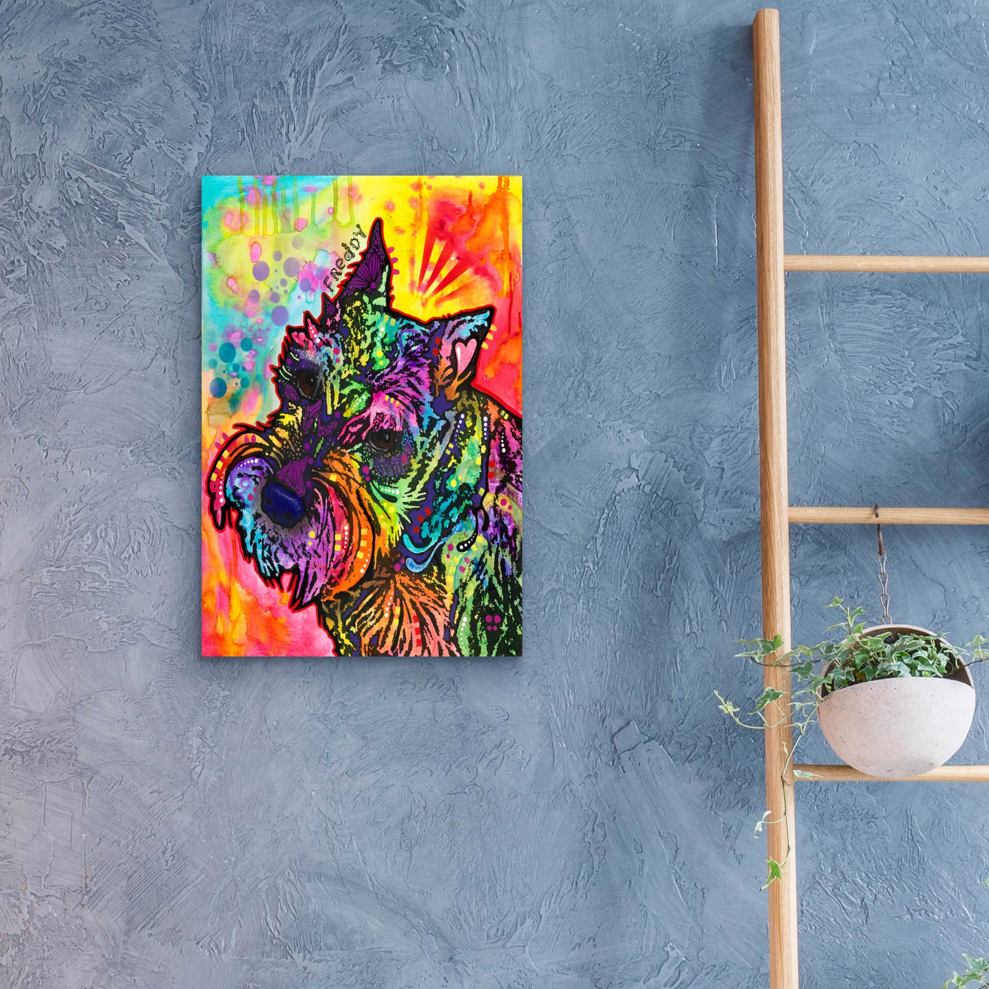 Epic Art 'Freddy the Schnauzer' by Dean Russo, Acrylic Glass Wall Art,16x24