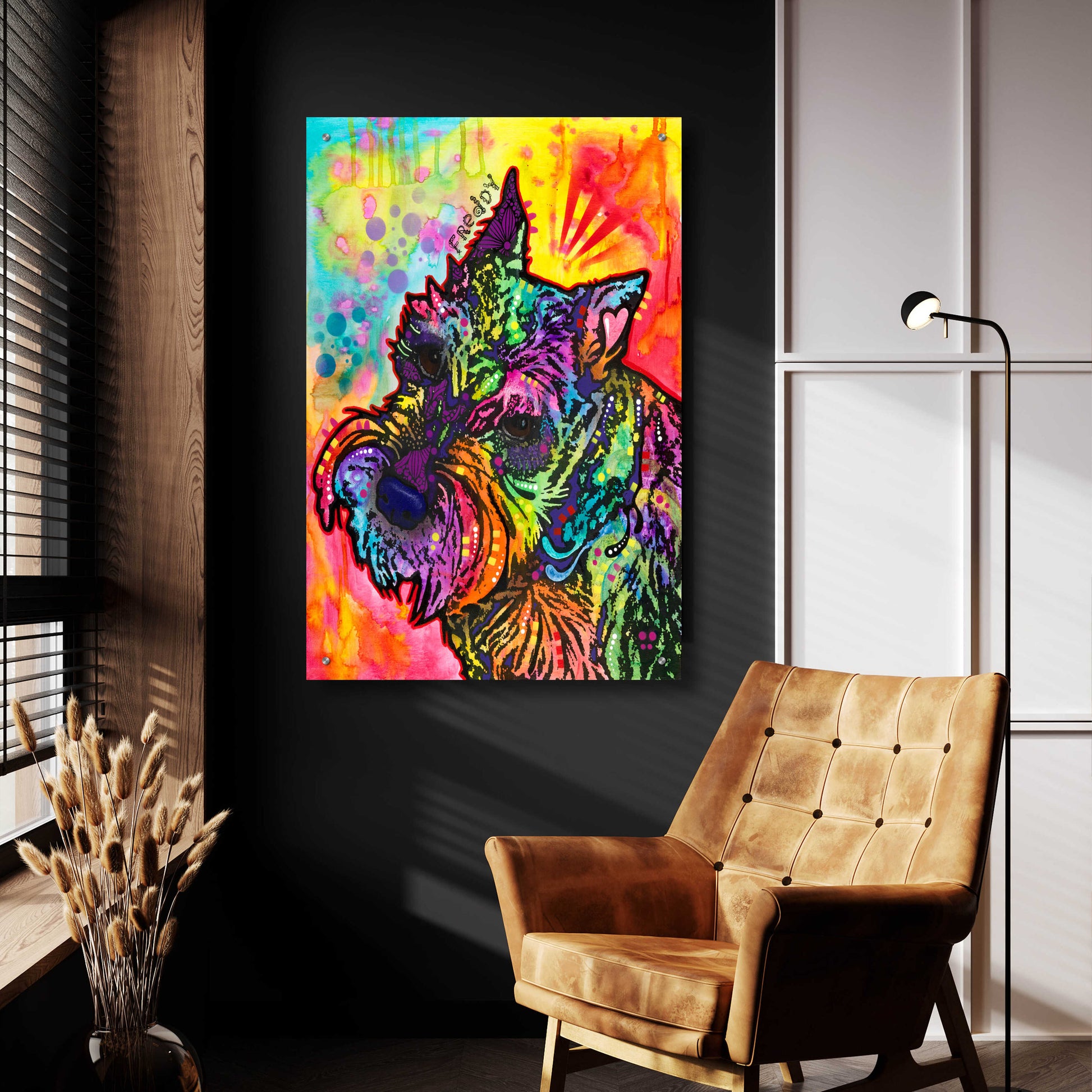 Epic Art 'Freddy the Schnauzer' by Dean Russo, Acrylic Glass Wall Art,24x36