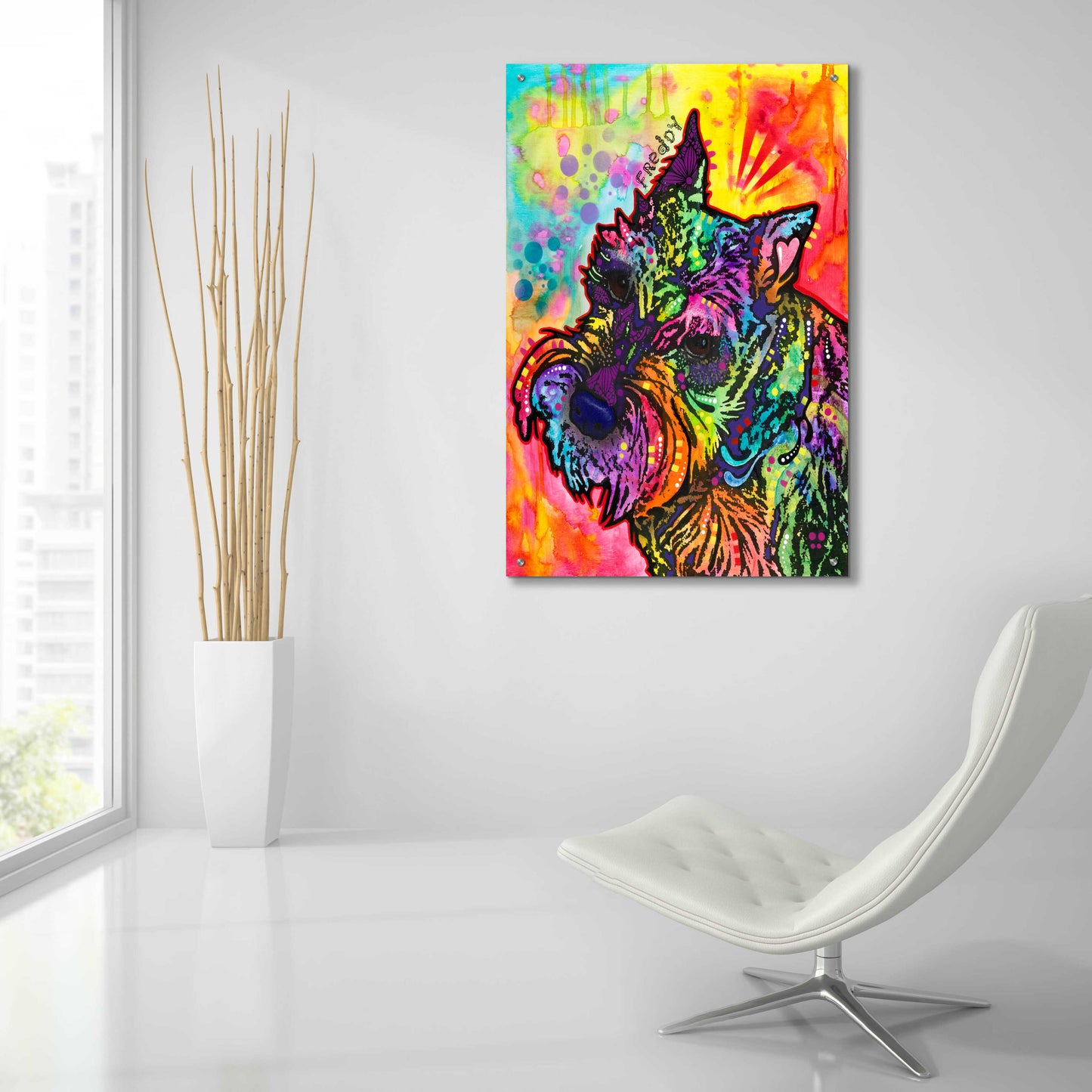 Epic Art 'Freddy the Schnauzer' by Dean Russo, Acrylic Glass Wall Art,24x36