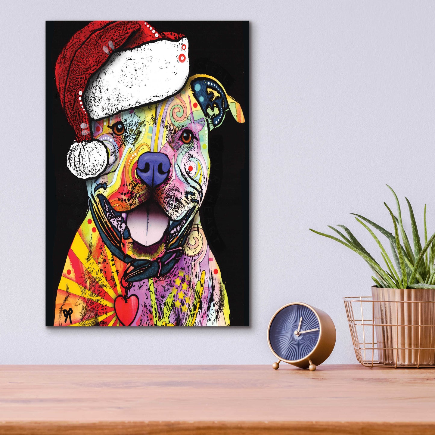Epic Art 'Beware of Pit Bulls Christmas Edition' by Dean Russo, Acrylic Glass Wall Art,12x16
