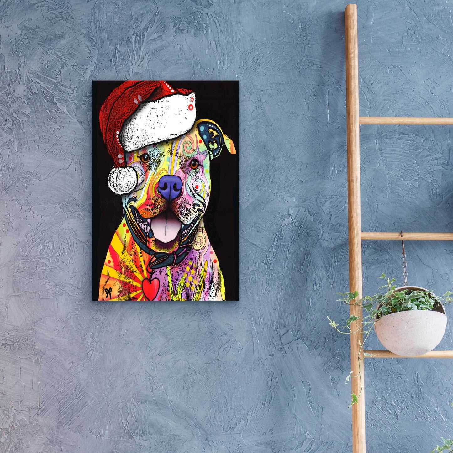 Epic Art 'Beware of Pit Bulls Christmas Edition' by Dean Russo, Acrylic Glass Wall Art,16x24