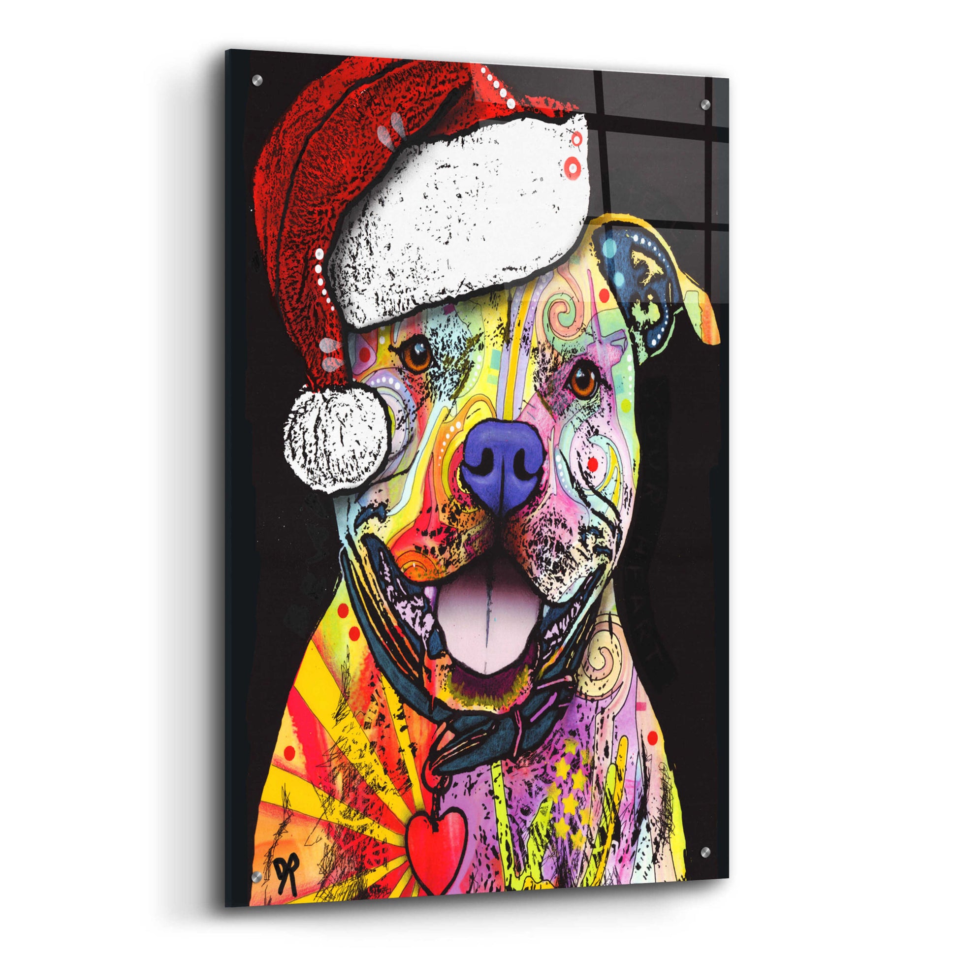 Epic Art 'Beware of Pit Bulls Christmas Edition' by Dean Russo, Acrylic Glass Wall Art,24x36