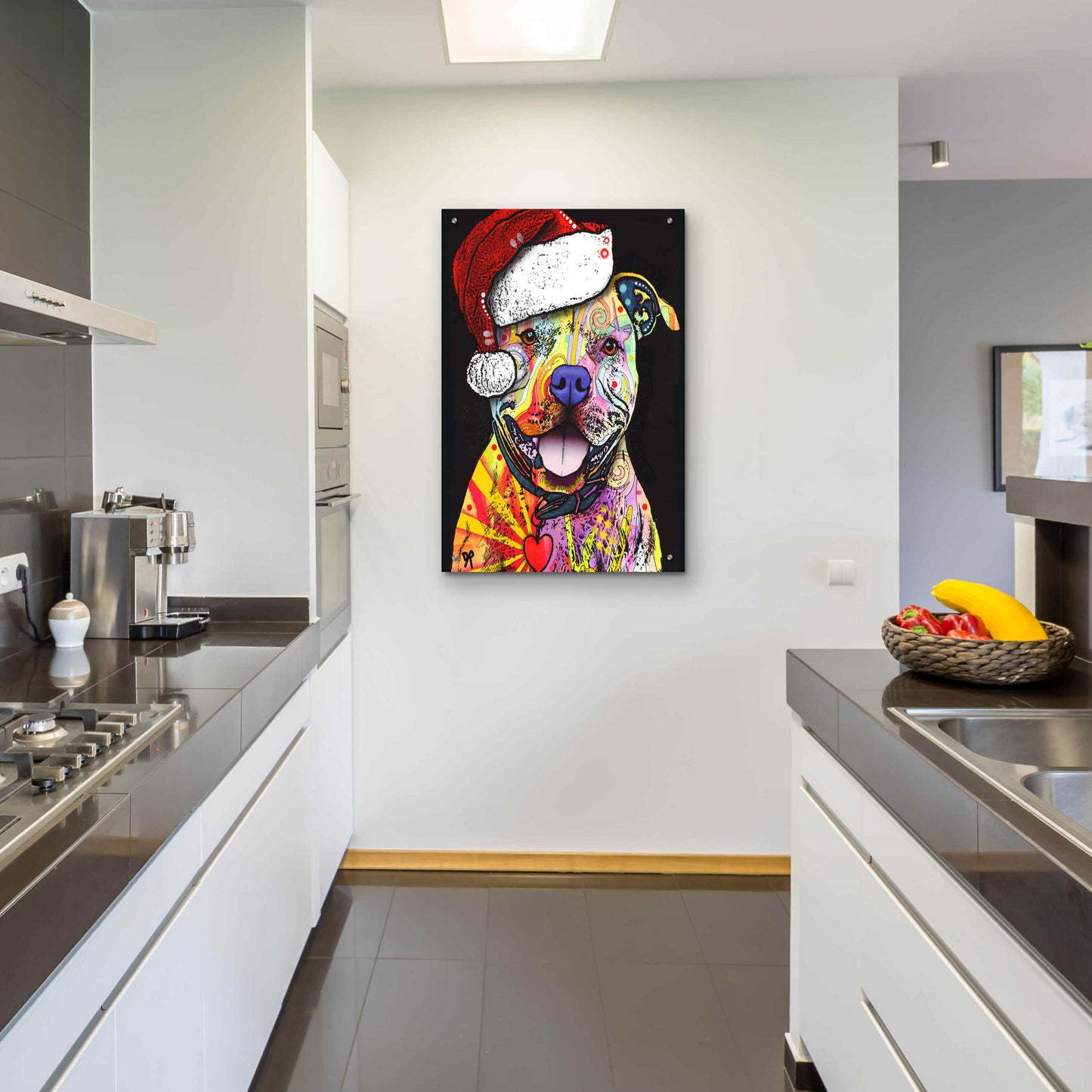 Epic Art 'Beware of Pit Bulls Christmas Edition' by Dean Russo, Acrylic Glass Wall Art,24x36