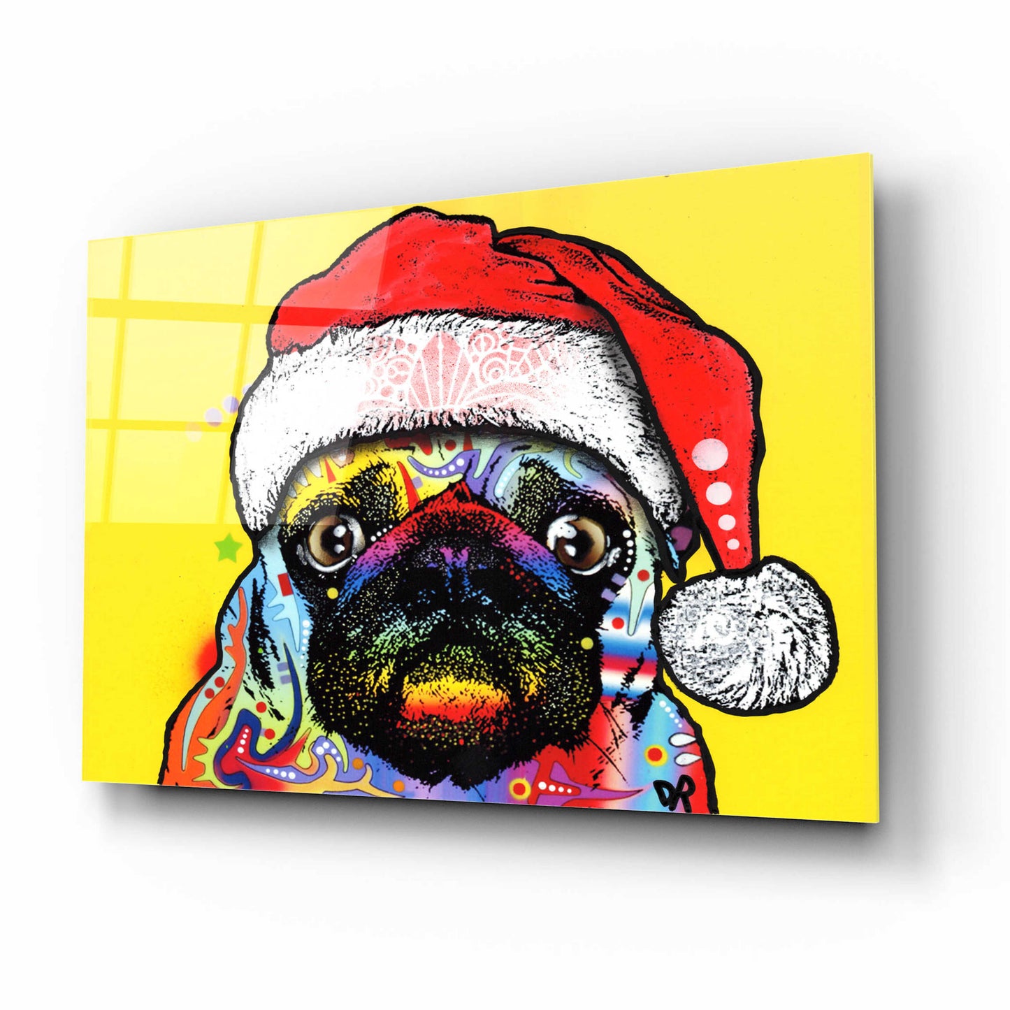 Epic Art 'Pug Christmas Edition' by Dean Russo, Acrylic Glass Wall Art,16x12