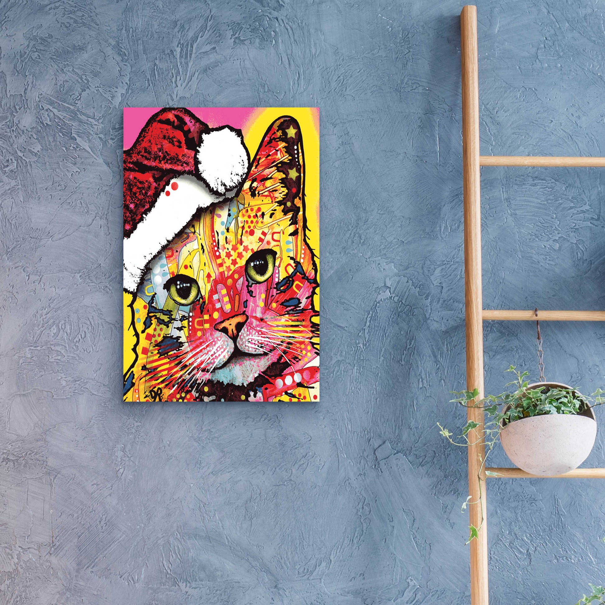 Epic Art 'Tilt Cat Christmas Edition' by Dean Russo, Acrylic Glass Wall Art,16x24
