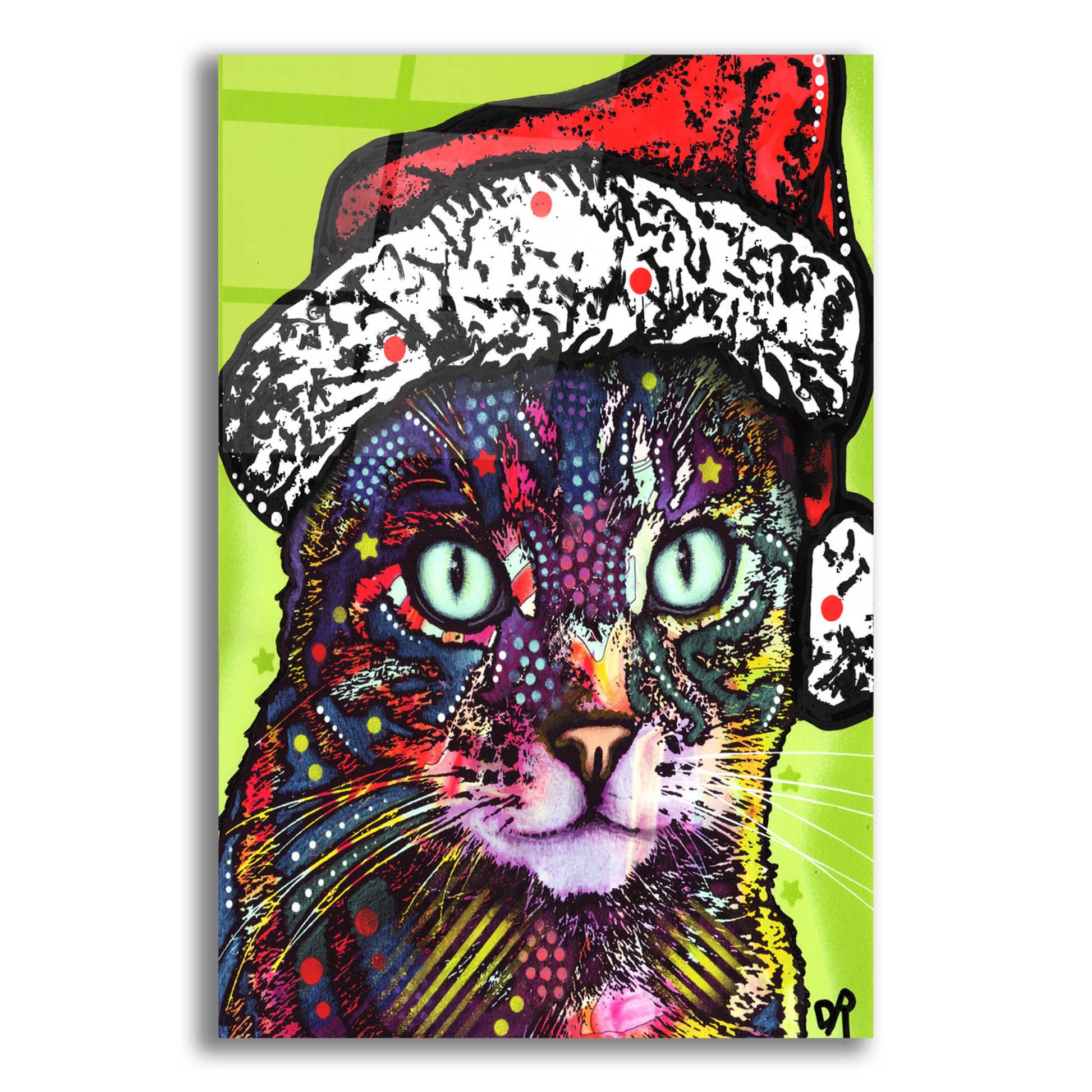 Epic Art 'Watchful Cat Christmas Edition' by Dean Russo, Acrylic Glass Wall Art,12x16