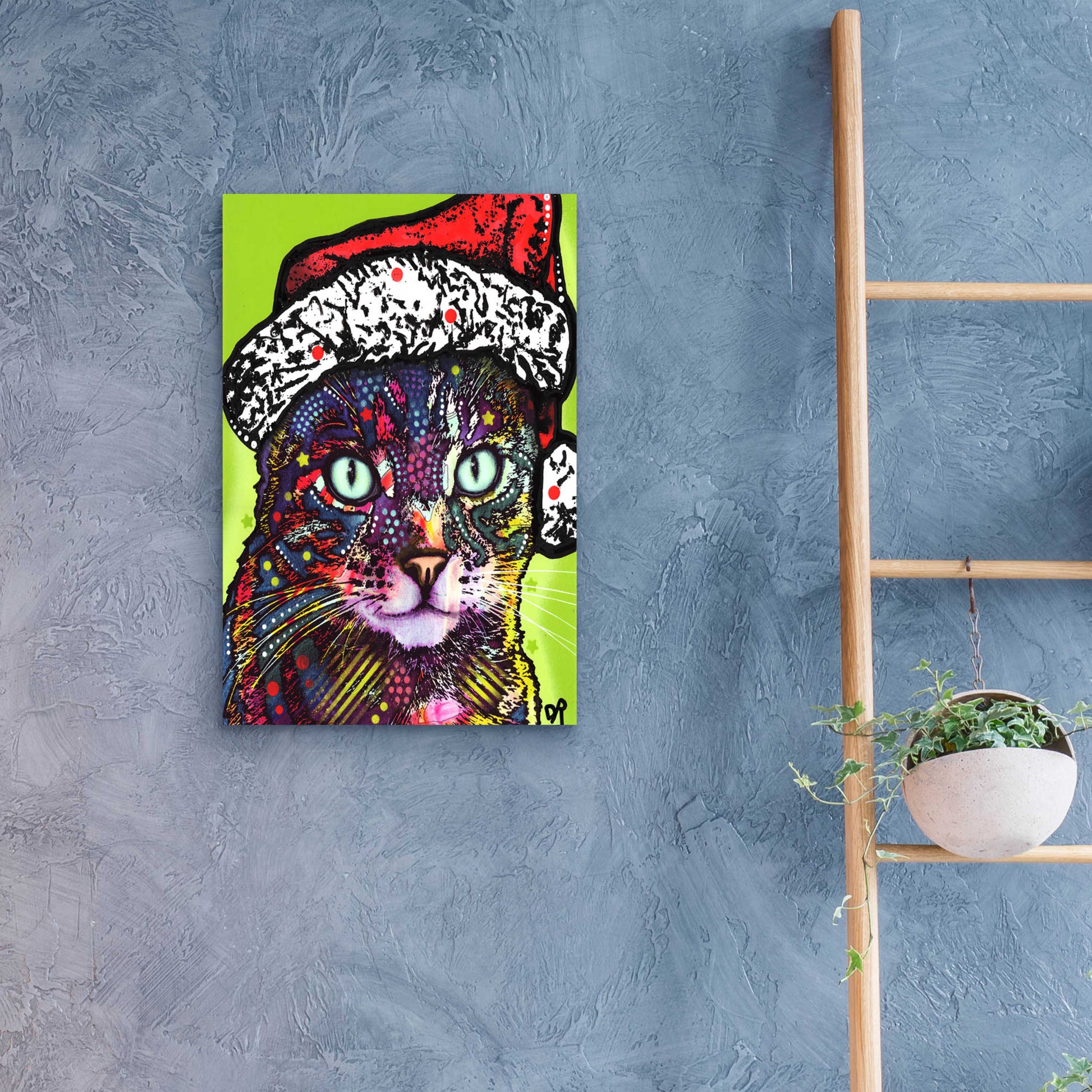 Epic Art 'Watchful Cat Christmas Edition' by Dean Russo, Acrylic Glass Wall Art,16x24