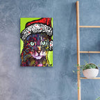 Epic Art 'Watchful Cat Christmas Edition' by Dean Russo, Acrylic Glass Wall Art,16x24