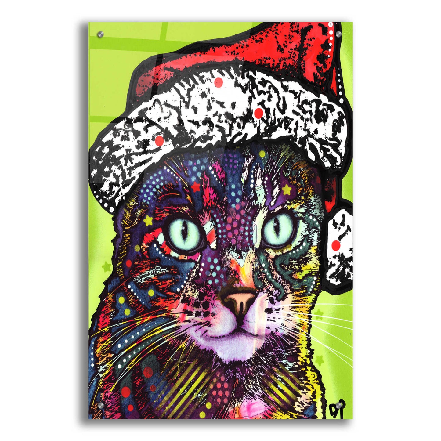 Epic Art 'Watchful Cat Christmas Edition' by Dean Russo, Acrylic Glass Wall Art,24x36