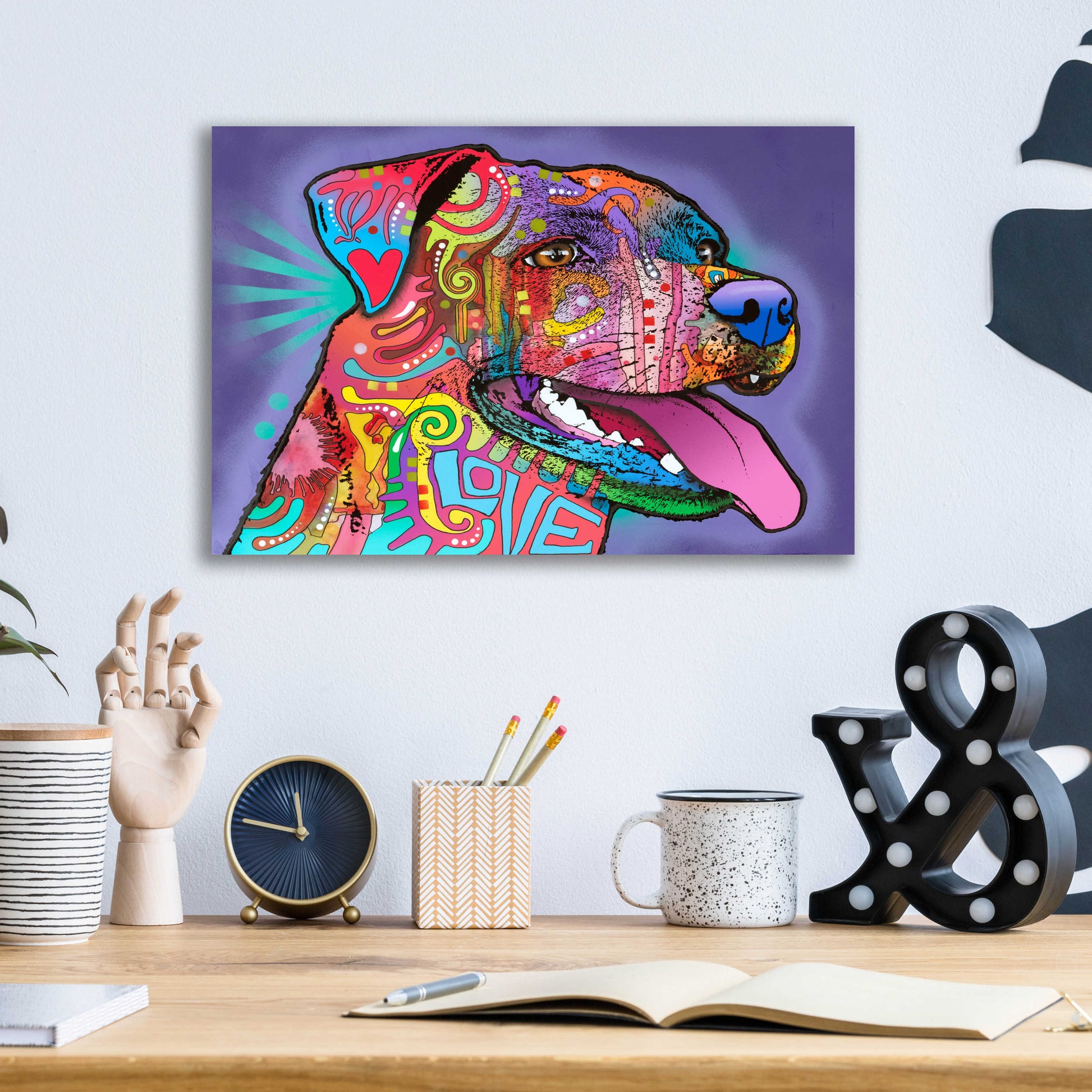 Epic Art 'Happy Lab' by Dean Russo, Acrylic Glass Wall Art,16x12