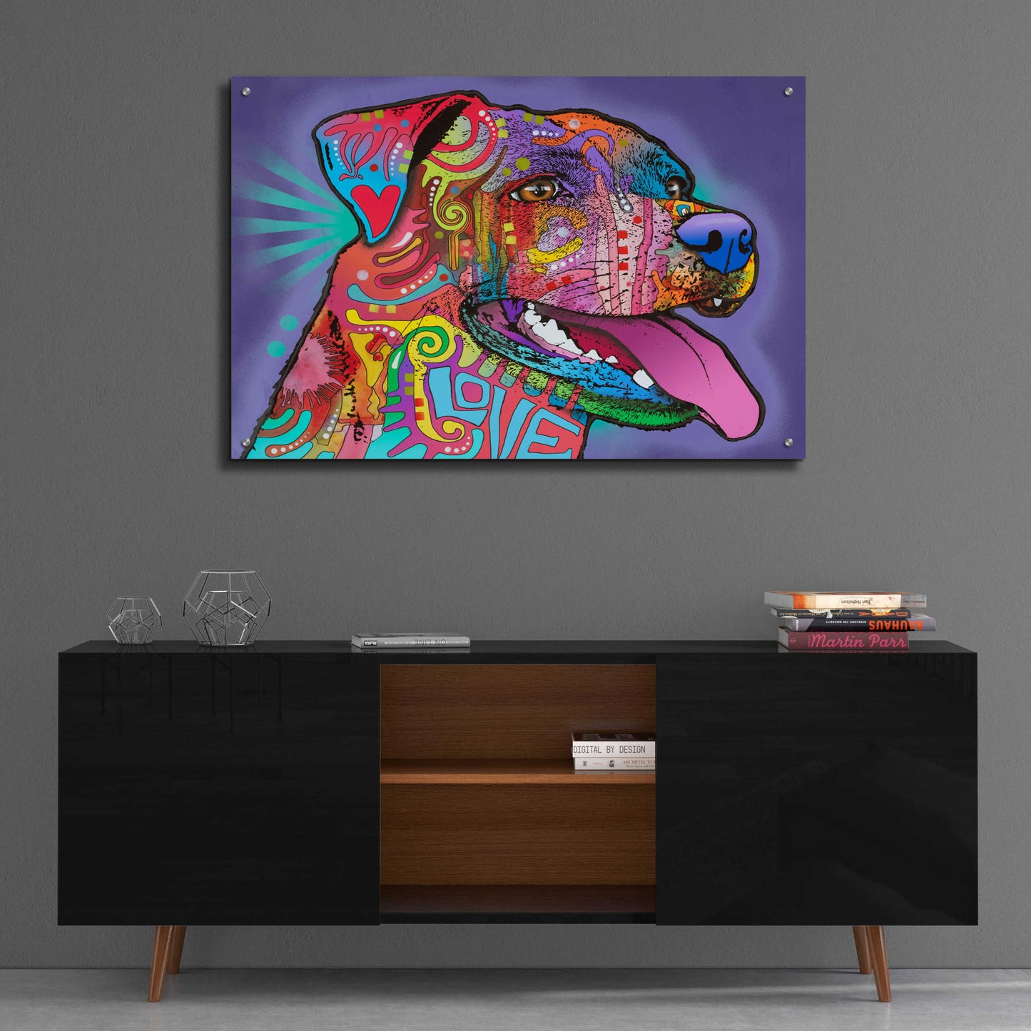 Epic Art 'Happy Lab' by Dean Russo, Acrylic Glass Wall Art,36x24