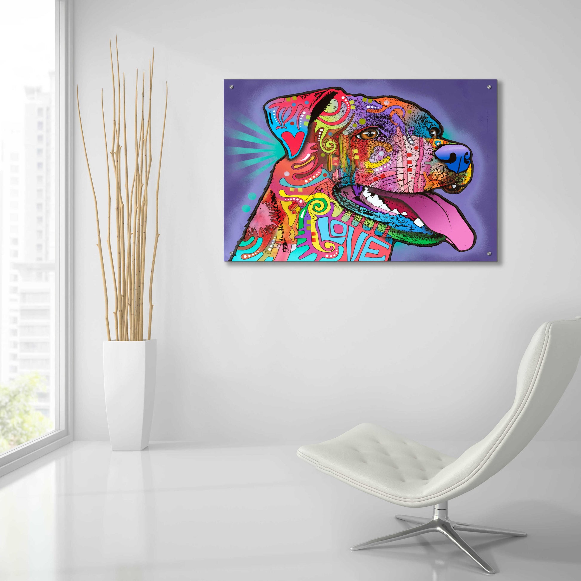 Epic Art 'Happy Lab' by Dean Russo, Acrylic Glass Wall Art,36x24