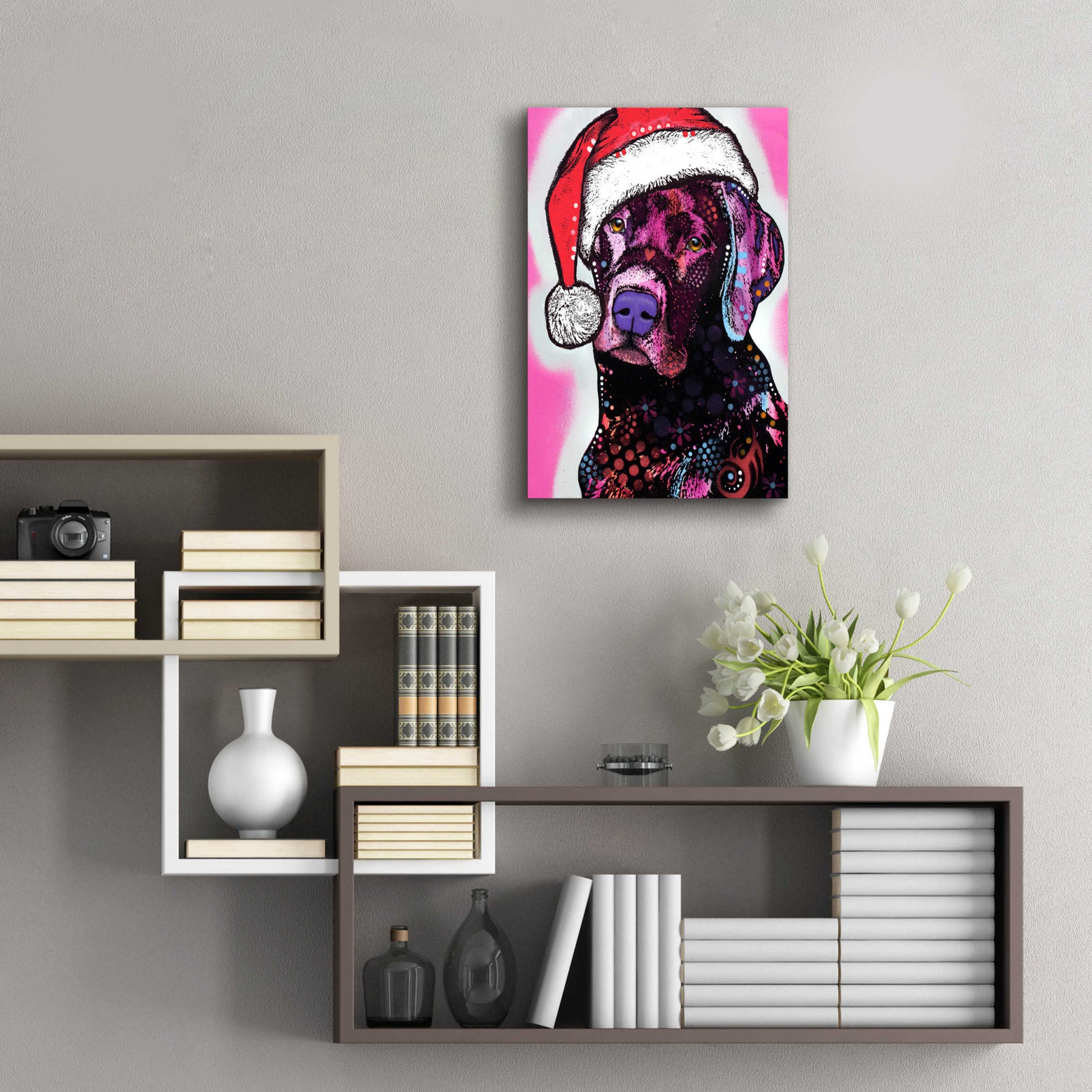 Epic Art 'Black Lab Christmas' by Dean Russo, Acrylic Glass Wall Art,16x24