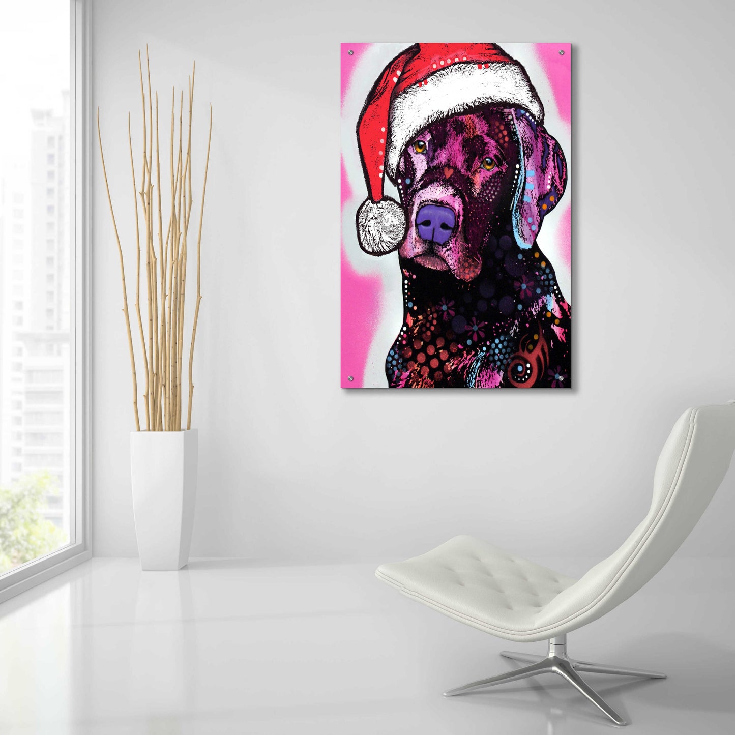 Epic Art 'Black Lab Christmas' by Dean Russo, Acrylic Glass Wall Art,24x36