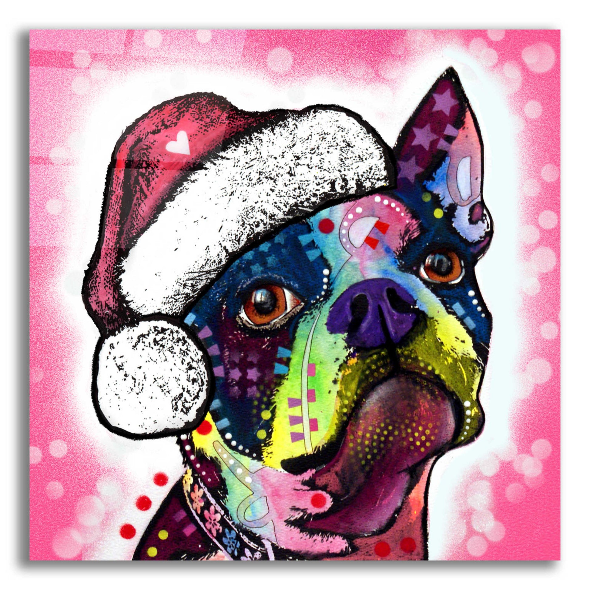 Epic Art 'Boston Terrier Christmas' by Dean Russo, Acrylic Glass Wall Art