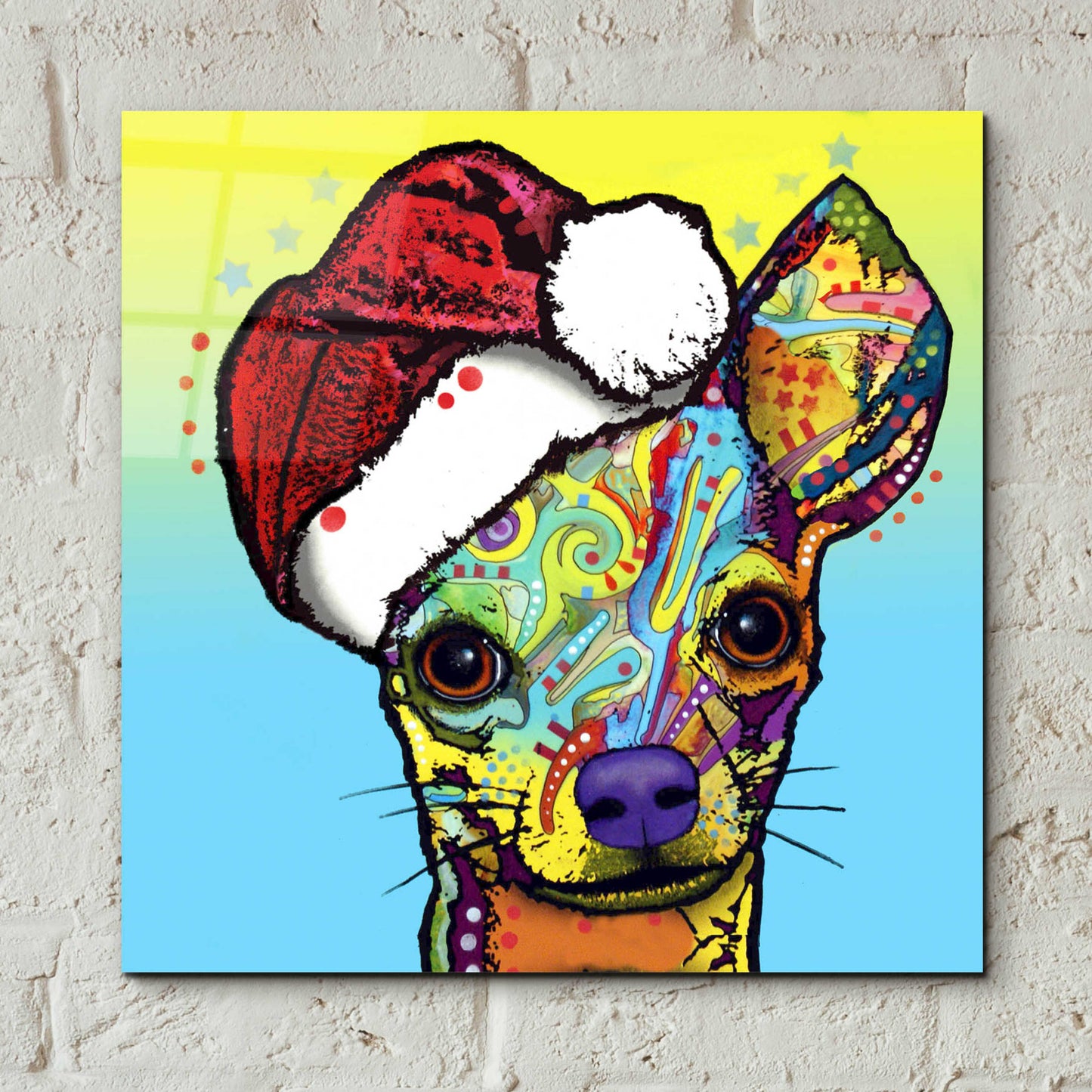 Epic Art 'Chihuahua Christmas' by Dean Russo, Acrylic Glass Wall Art,12x12