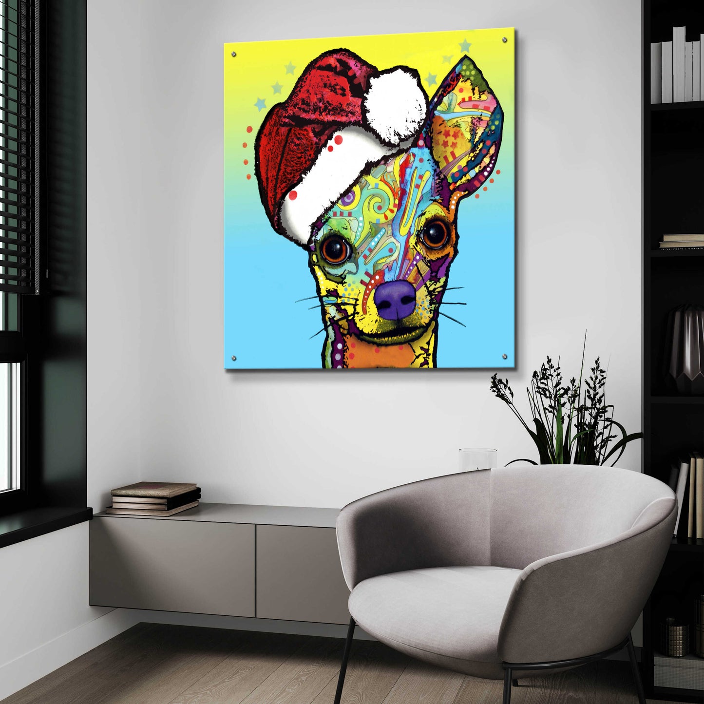 Epic Art 'Chihuahua Christmas' by Dean Russo, Acrylic Glass Wall Art,36x36