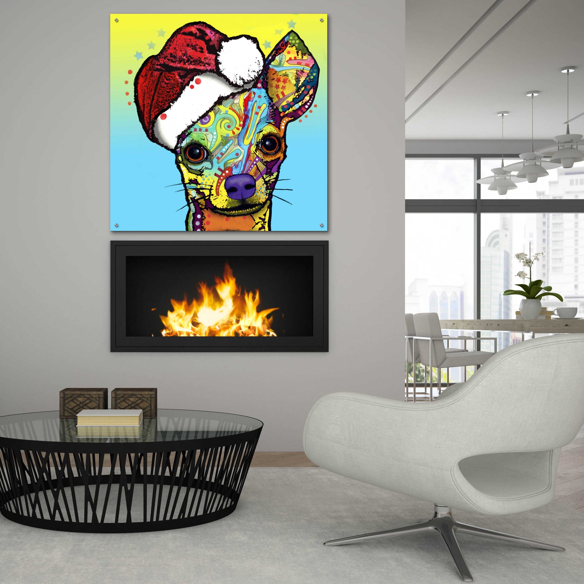 Epic Art 'Chihuahua Christmas' by Dean Russo, Acrylic Glass Wall Art,36x36