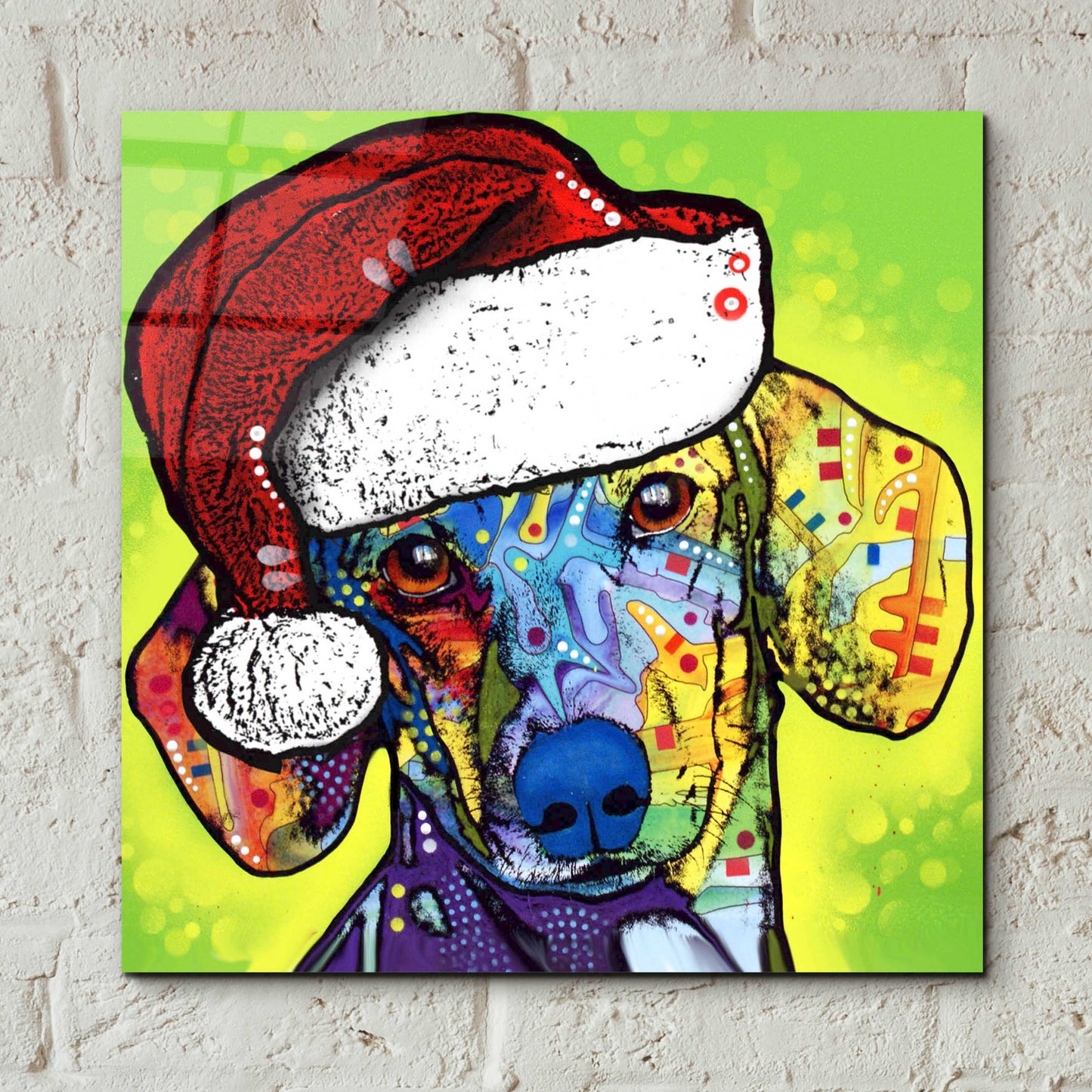 Epic Art 'Dachshund Christmas' by Dean Russo, Acrylic Glass Wall Art,12x12