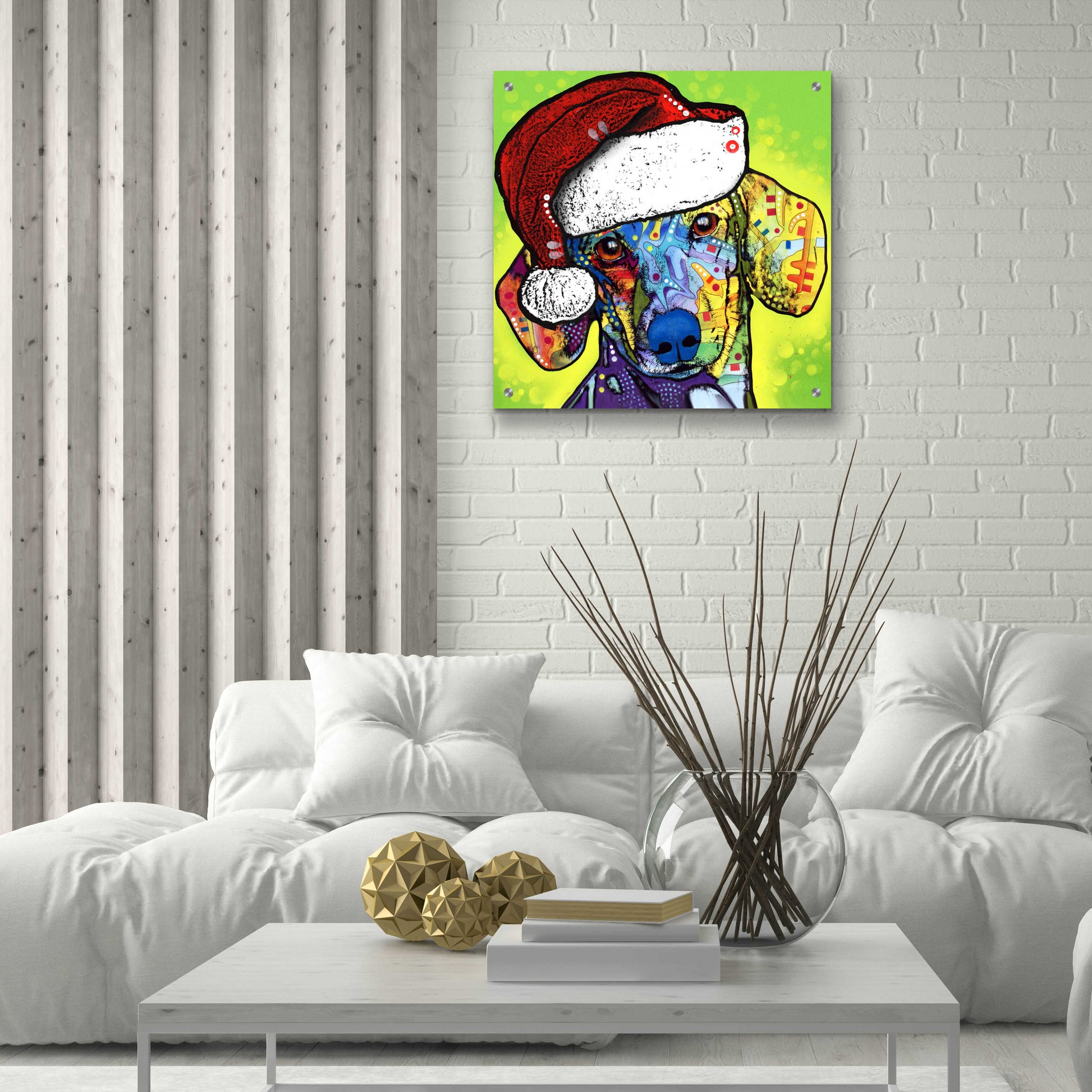 Epic Art 'Dachshund Christmas' by Dean Russo, Acrylic Glass Wall Art,24x24
