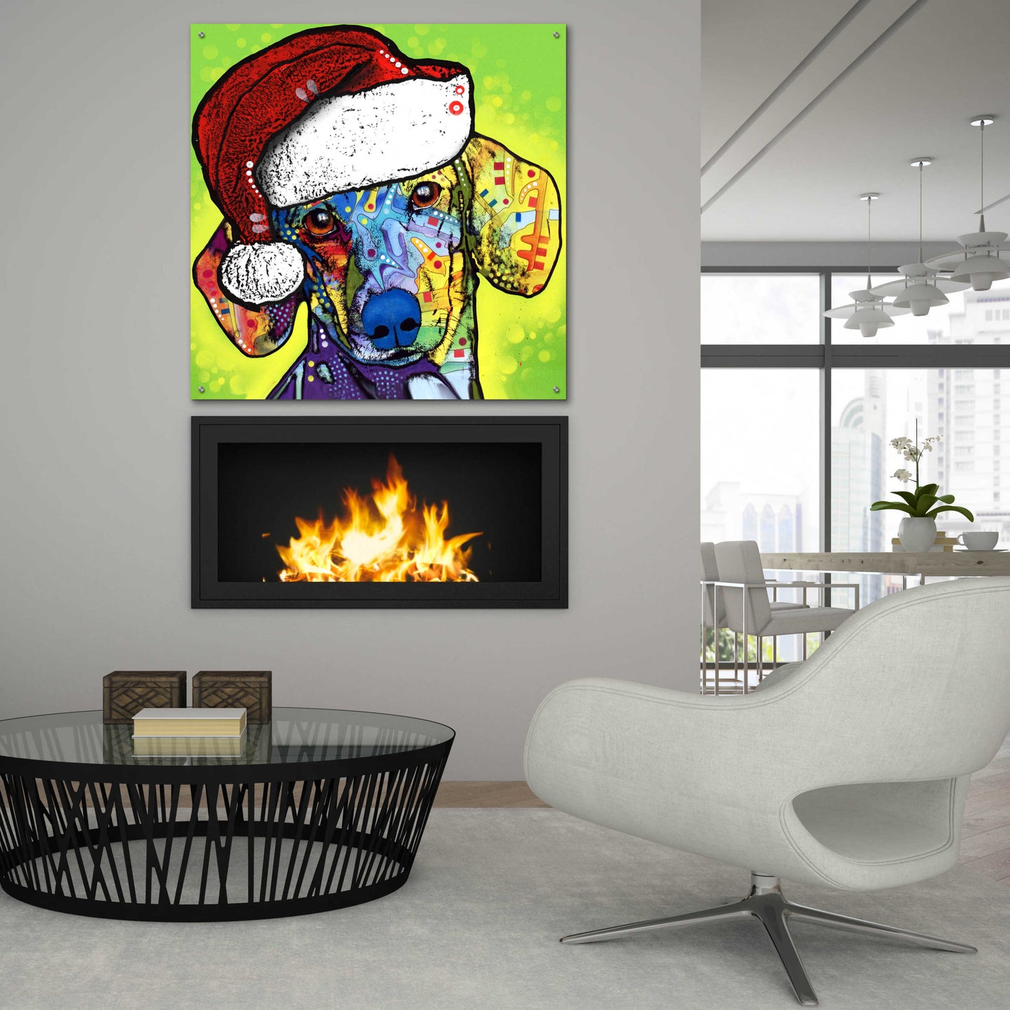 Epic Art 'Dachshund Christmas' by Dean Russo, Acrylic Glass Wall Art,36x36