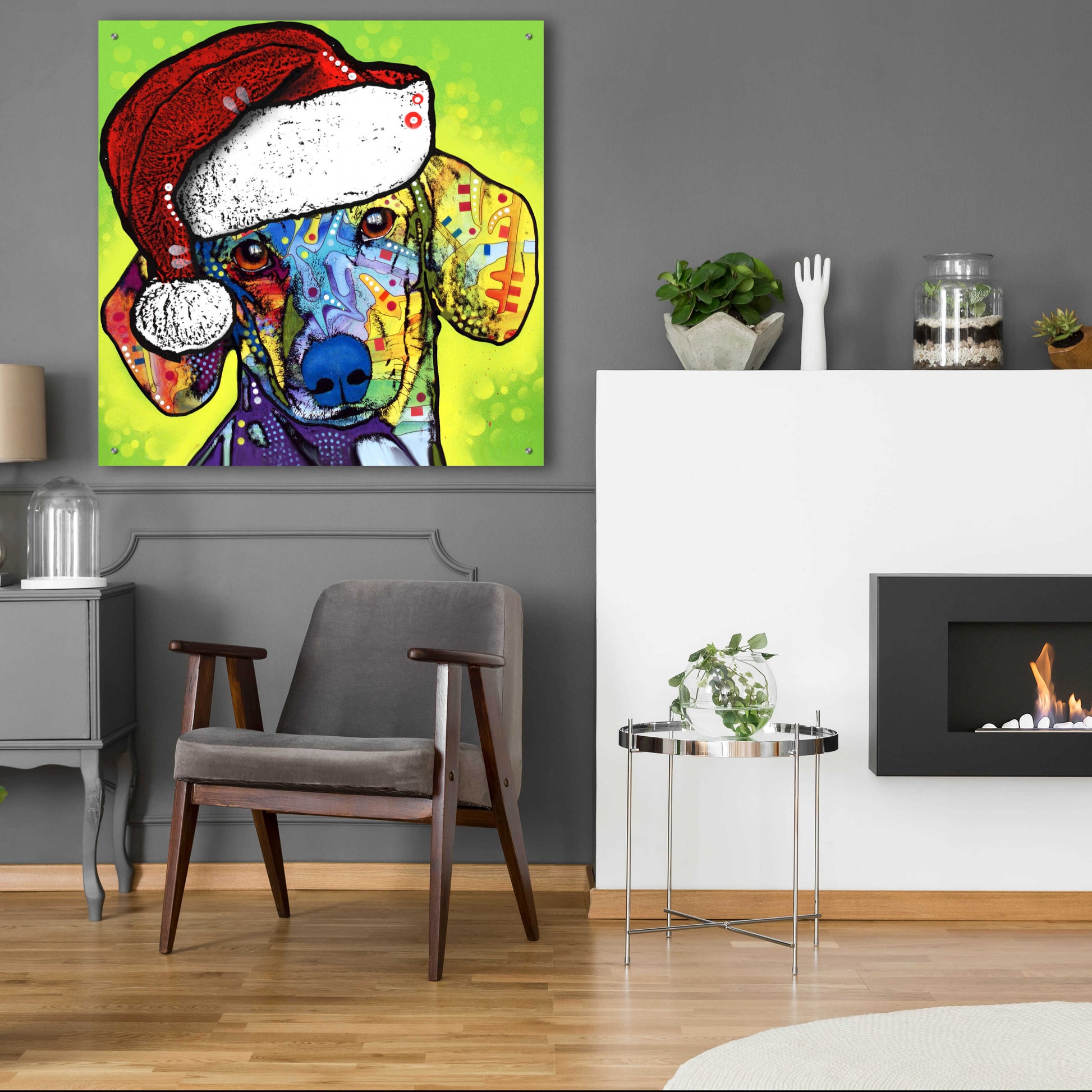 Epic Art 'Dachshund Christmas' by Dean Russo, Acrylic Glass Wall Art,36x36