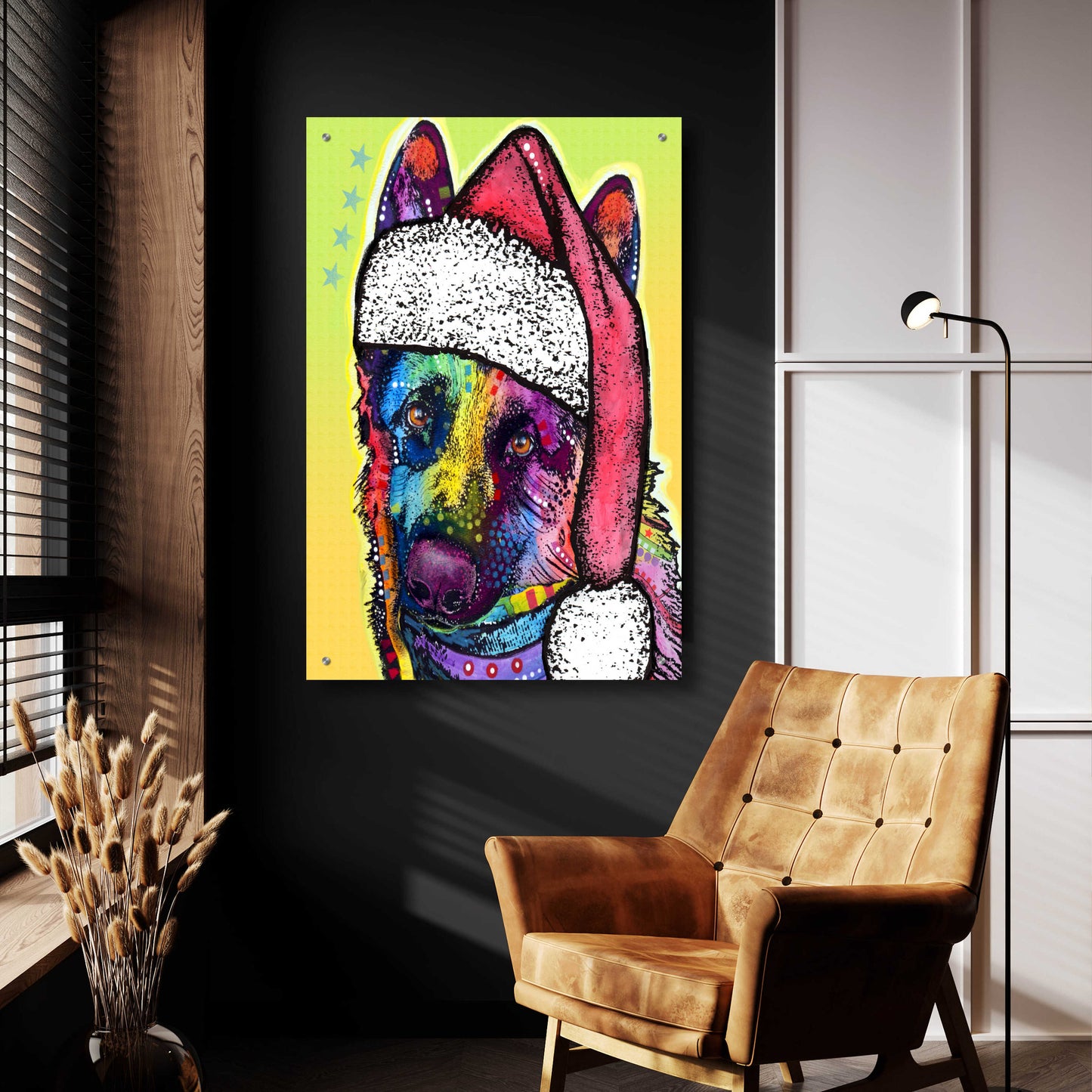 Epic Art 'German Shepherd Christmas' by Dean Russo, Acrylic Glass Wall Art,24x36