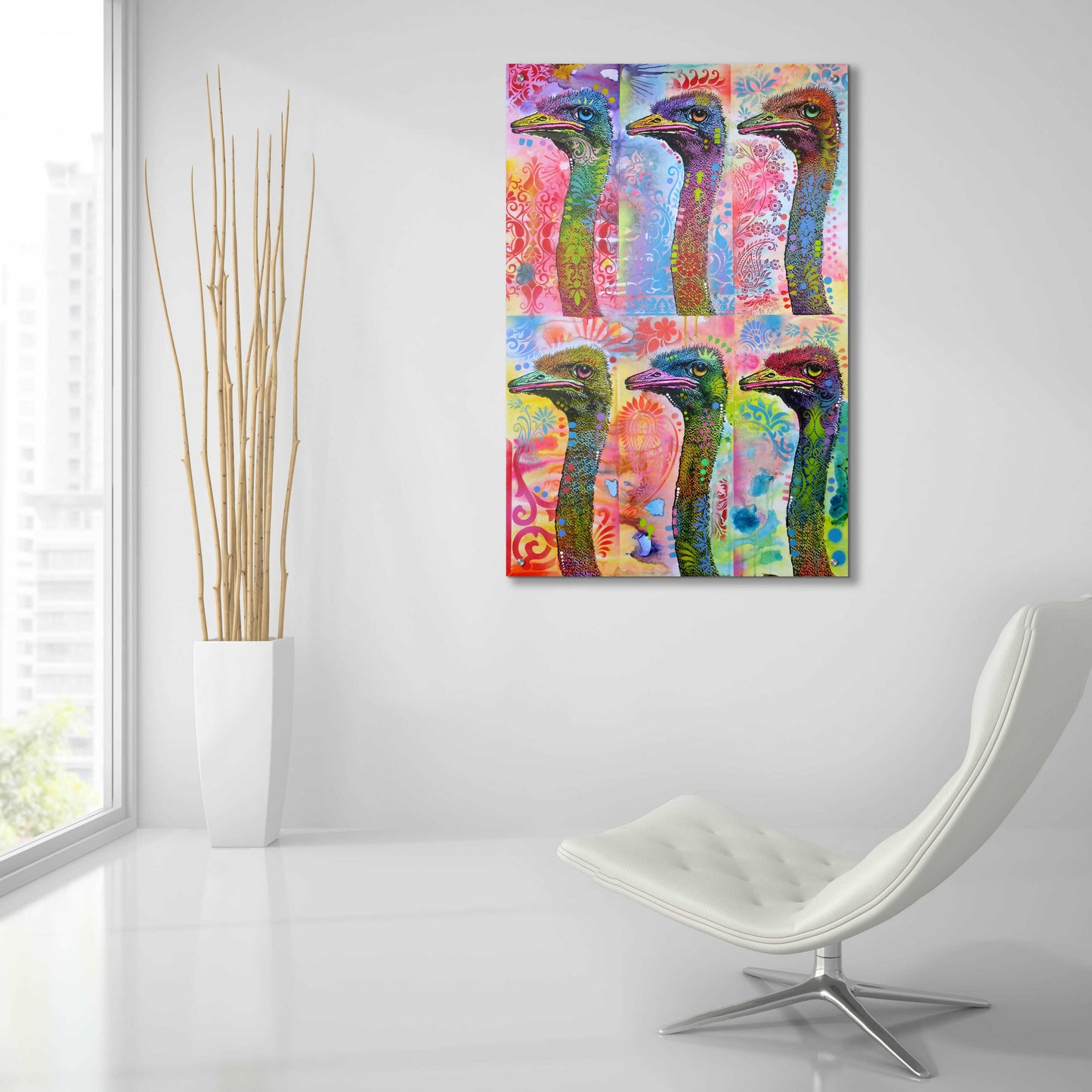 Epic Art '6 Ostriches' by Dean Russo, Acrylic Glass Wall Art,24x36